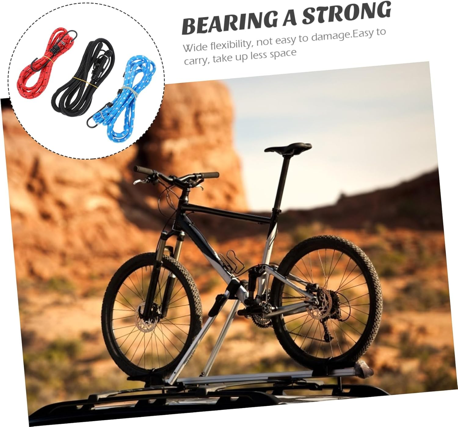 OSALADI 3Pcs Luggage Rack Telescopic Rope Elastic Straps for Cargo Tie-Down Strap Rubber Band Lashing for Luggage Binding for Outdoor Camping and Travel image number 5