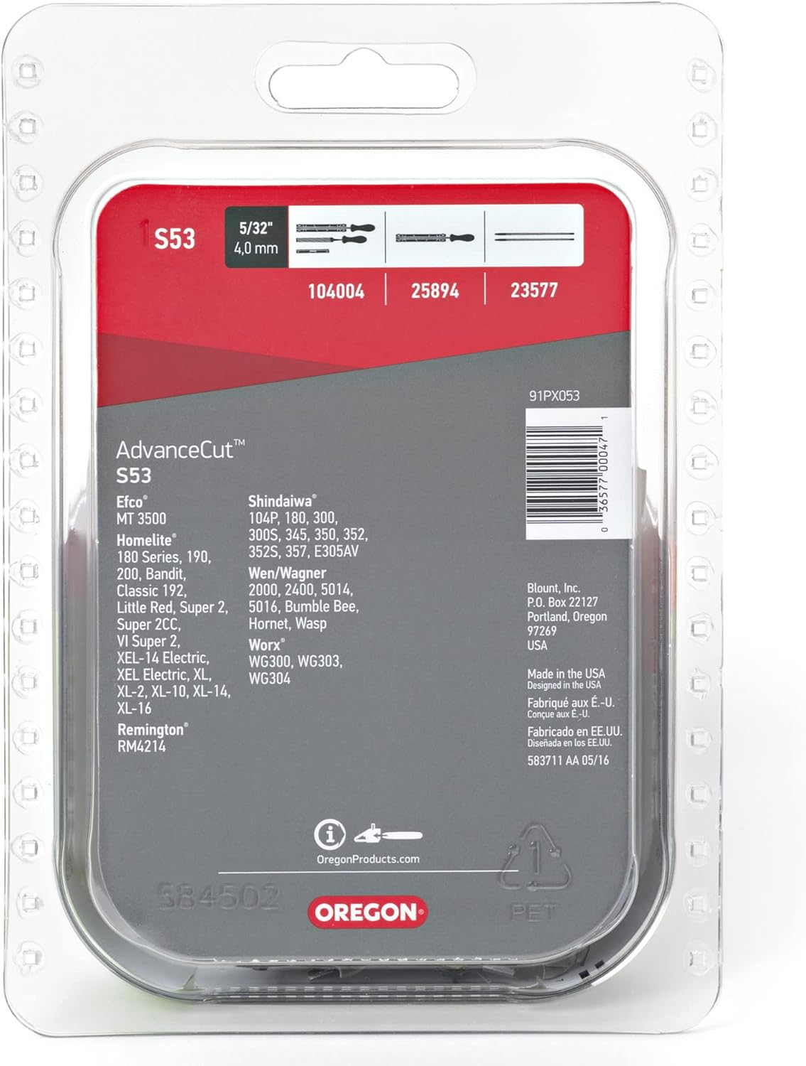 Oregon S53 Advancecut Replacement Chainsaw Chain for 14-Inch Guide Bars, 53 Drive Links, Pitch: 3/8", 050" Gauge, Fits Various Remington Models image number 2
