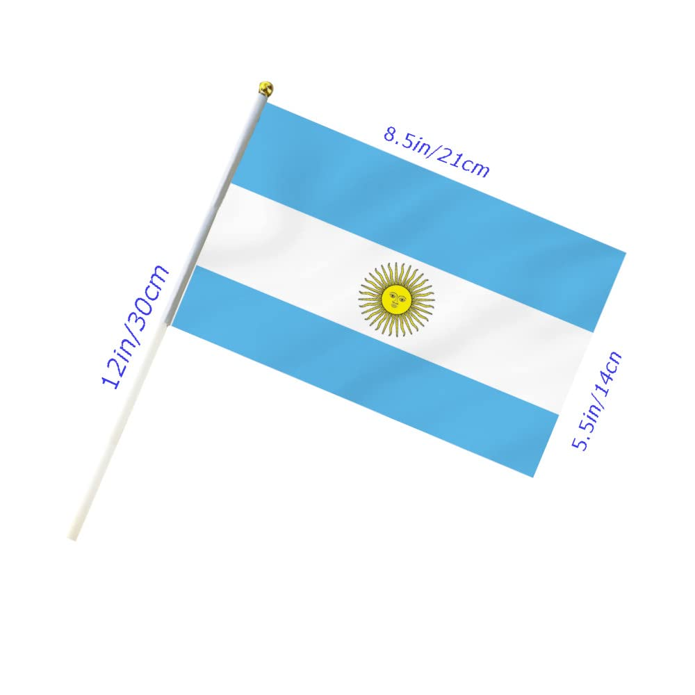 10 PCS Handheld Argentina Flag,8.5&times;5.5 Inch Hand Held Mini Argentine Flags Banner for Indoor Outdoor Parade Waving the Tlag and Shouting image number 3