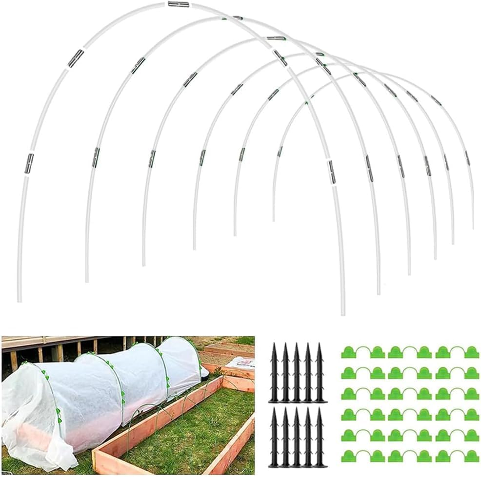 Springup 36PCS 3.8Ft/1M DIY Garden Hoops Grow Tunnel Trellis Arch, Greenhouse Hoops for Raised Beds, Rust-Free Fiberglass Support Hoops Frame, Plant Stakes, Outdoor Gardening Supplies (Green)