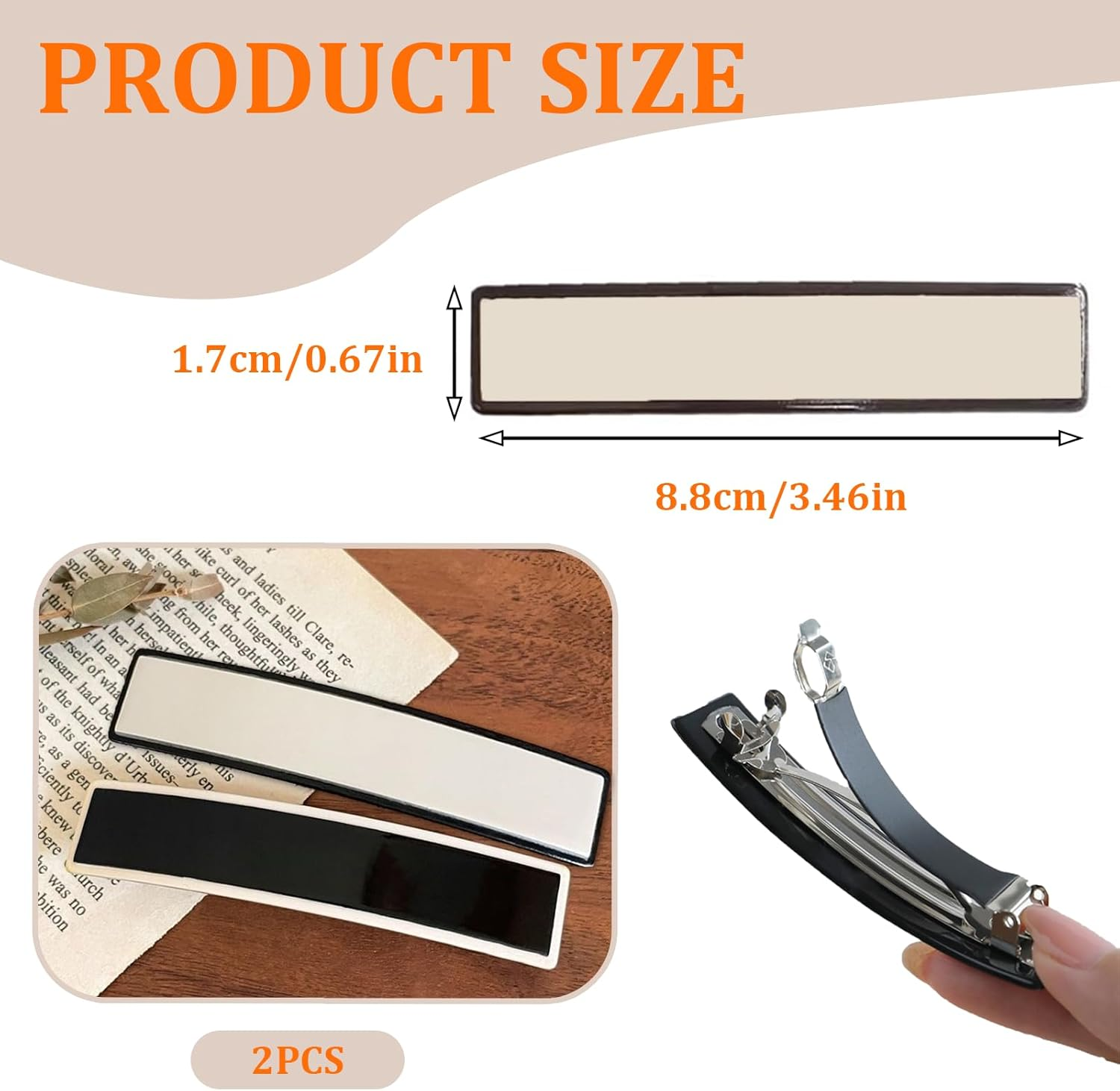 Pack of 2 Women'S Vintage Hair Clips, Patent Clip, Hair Clips, Classic Hair Clip, French Strong Automatic Hair Clips, Hair Comb Barrette Hair Accessories, Hair Clips for Thick, Thin, Long Hair image number 2