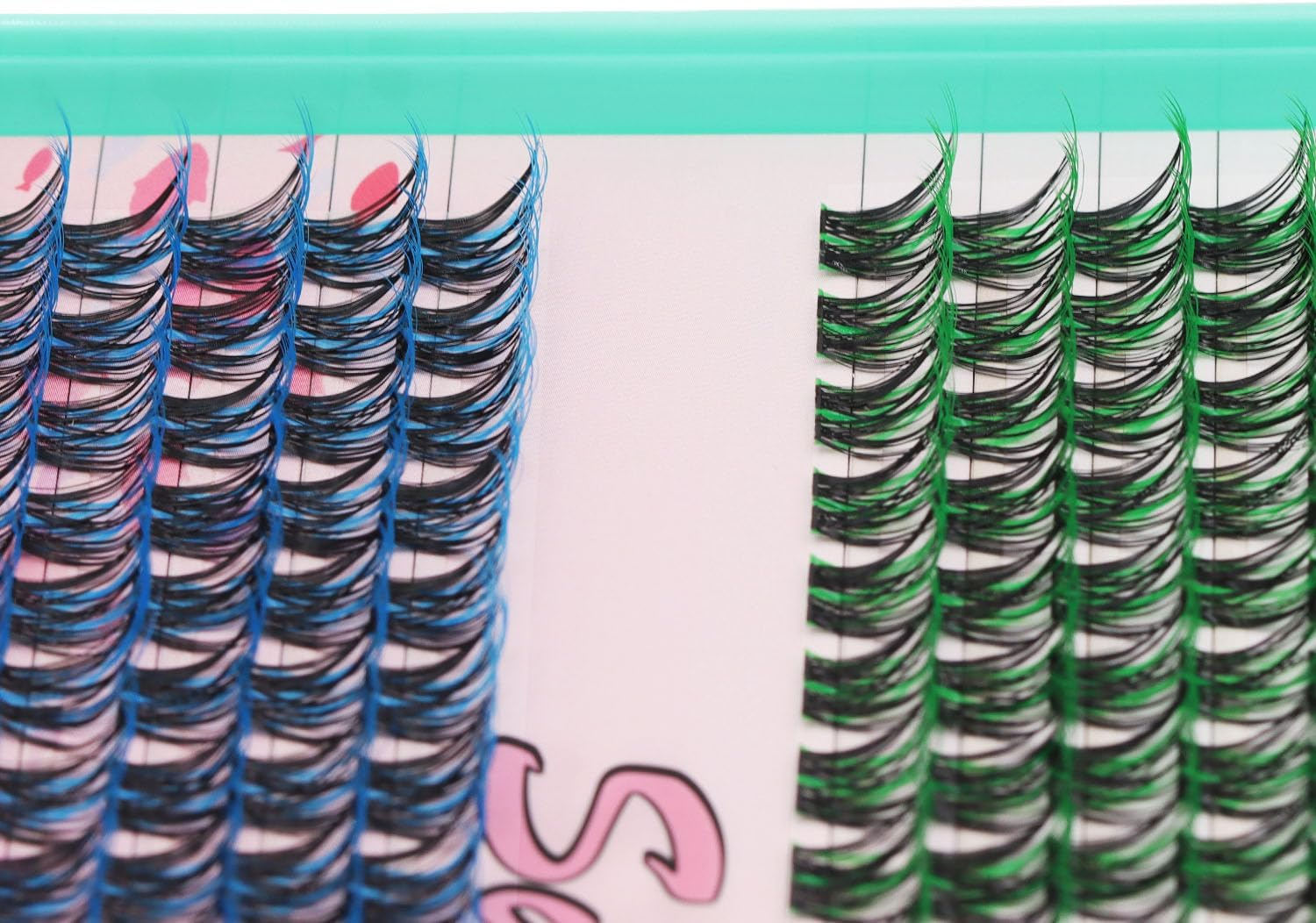 SULV False Eyelashes Cluster D Curl Lash Extensions Cluster 10-18Mm Colored Lashes Cluster Colorful Lashes Colors Dramatic Lash Clusters (Wm005-Black Green+Black Blue-18Mm) image number 3
