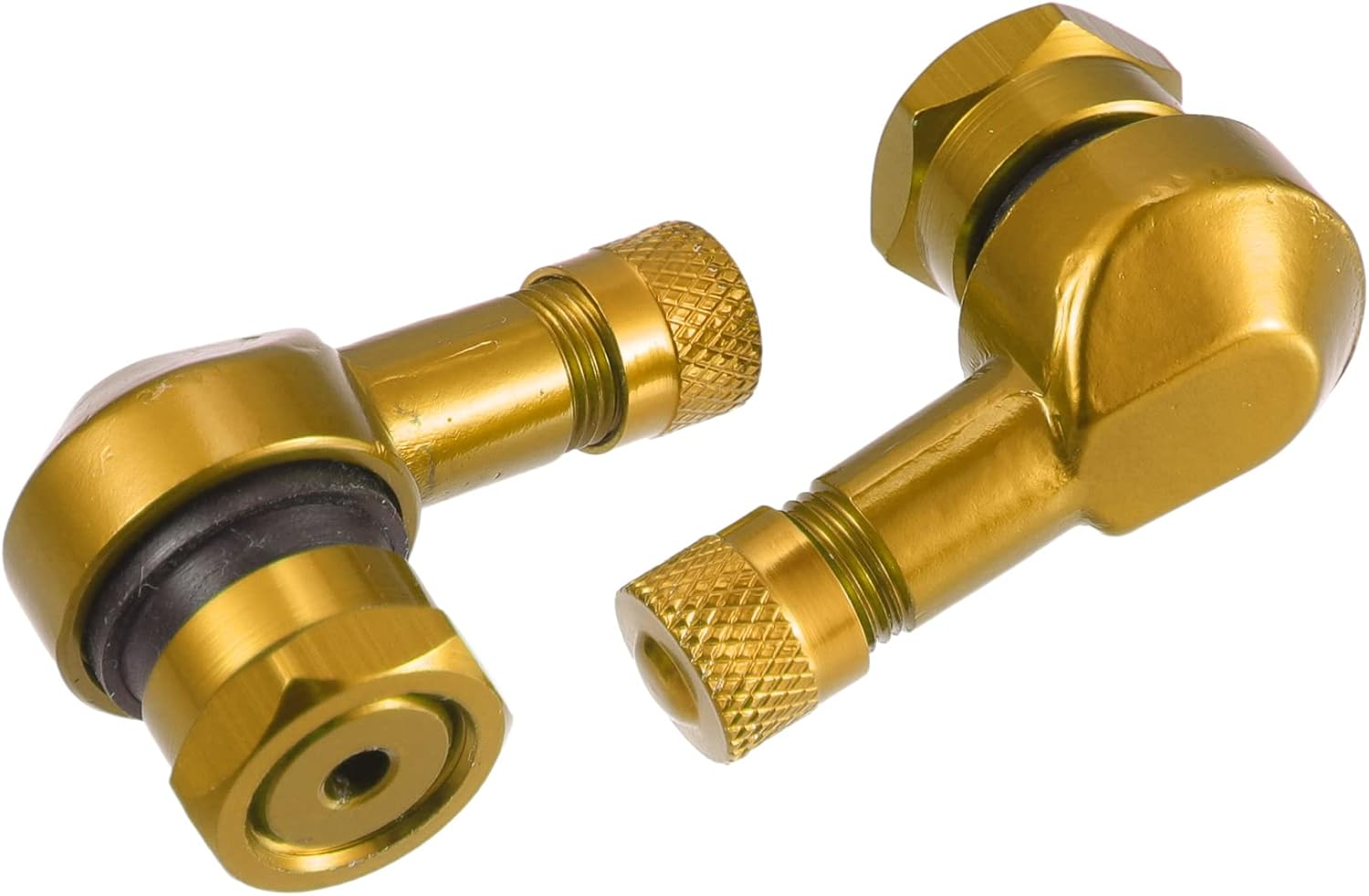 X AUTOHAUX Pair Gold Tone Aluminum Alloy 90 Degree Universal Motorcycle Wheel Rim Vacuum Tire Valve Stems Caps 11.3Mm image number 4
