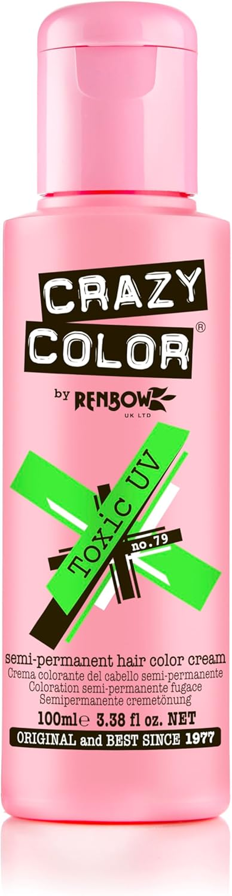 Crazy Color Semi Permanent Hair Colour, 079 Neon Toxic Uv, 100 Ml