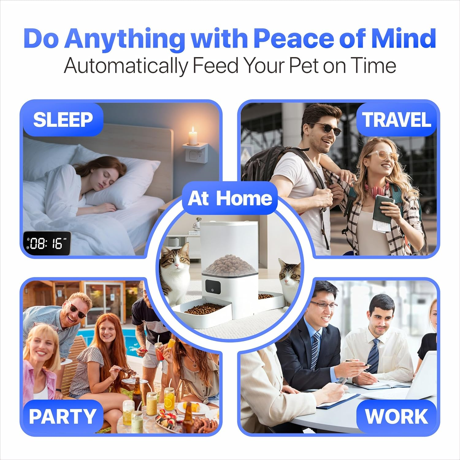 ALUCKKEY Automatic Cat and Dog Feeder for 2 Pets 6L Dry Food Storage & Dispenser, Dual Bowl Design for Peaceful Meal Feed 2 Pets at One Time Smart Wifi APP Control Timer Detachable for Easy Clean image number 6