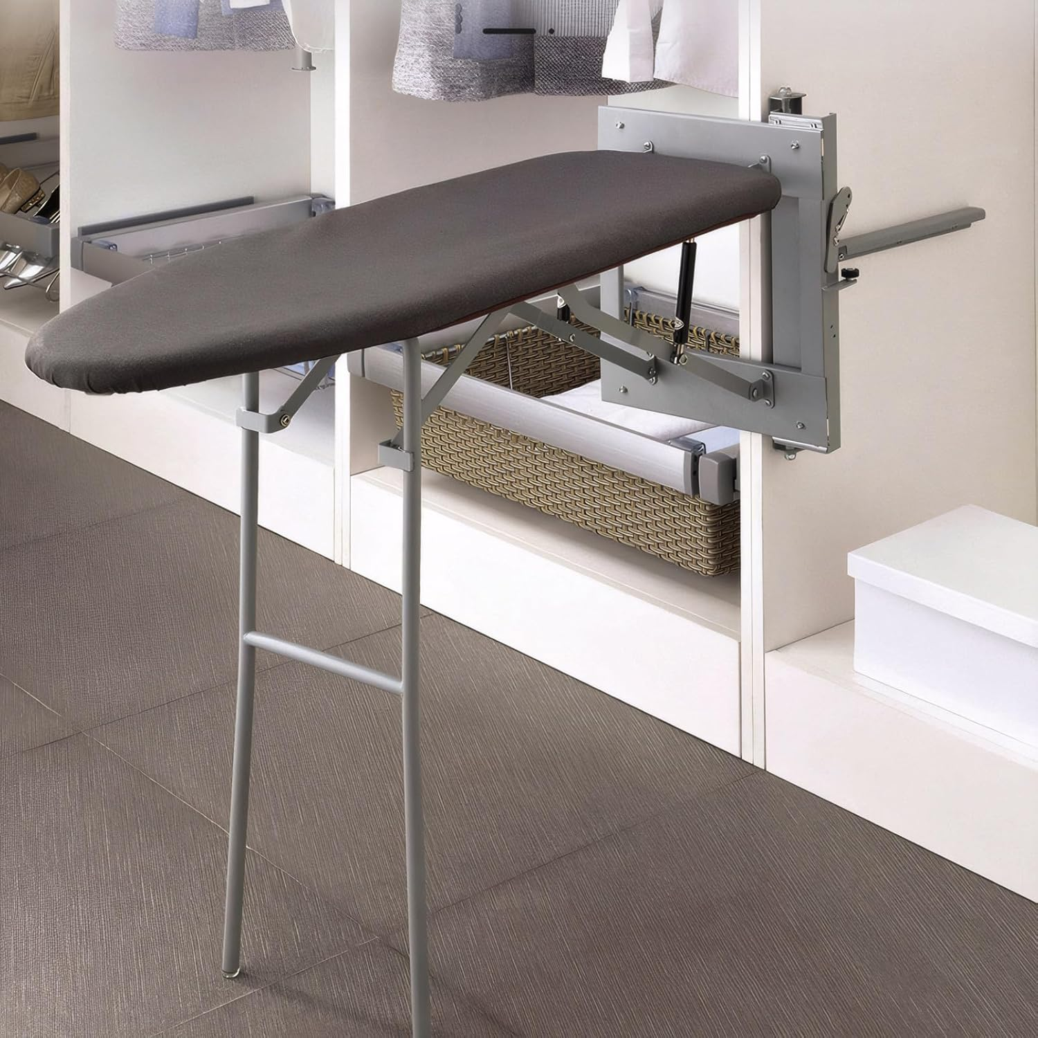 KAIGITE Wall Mounted Ironing Board, 180&deg; Rotatable Hidden Folding Space Saving Ironing Station with Heat Resistant Cover, Compact for Home Apartment Laundry Room image number 6