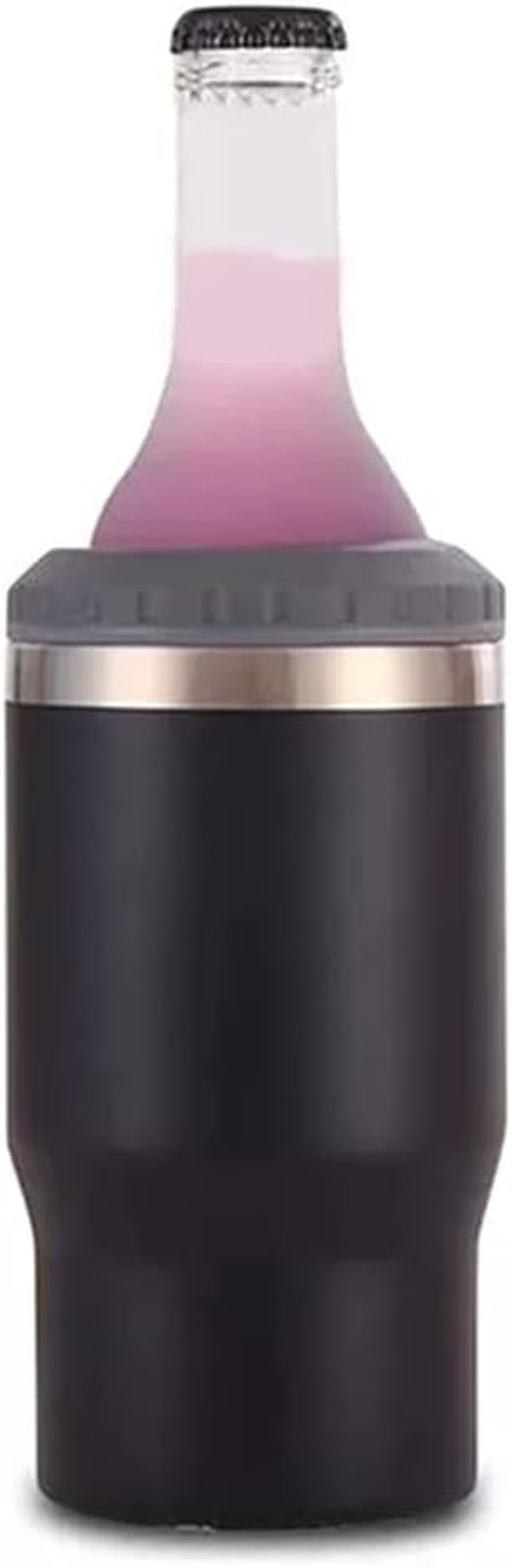 Gteller 4 in 1 Stainless Steel Can/Bottle Insulator, 14Oz Two-Way Lids SUS Insulated Can Cooler, Beer Bottle Holder(Black) - Black image number 4