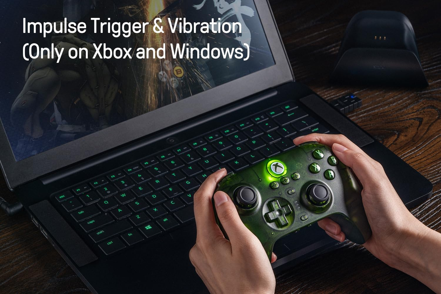 8Bitdo Ultimate 3-Mode Hall Effect Joysticks/Hall Trigger Controller with Charging Dock, Wired for Xbox Series X|S, Xbox One, Wireless for Apple, Windows & Android - Officially Licensed (Jade) image number 4