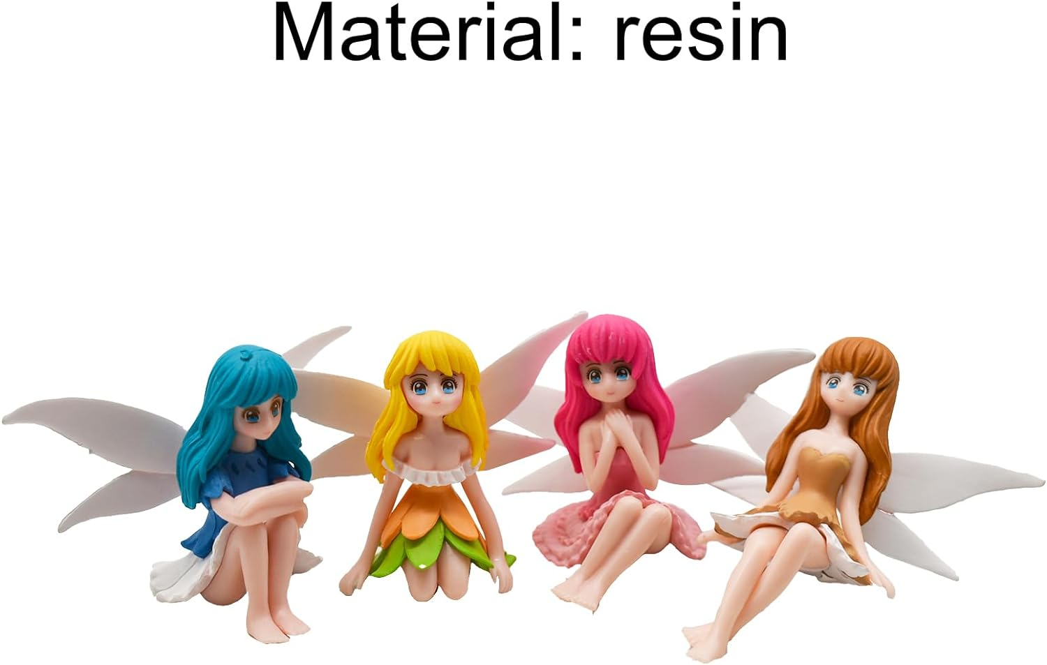 Pinenjoy 4Pcs Miniature Fairy Figurines Small Resin Flower Fairies Ornaments for DIY Fairy Garden Flower Pot Bonsai Micro Landscapes Craft Home Tabletop Decoration image number 3