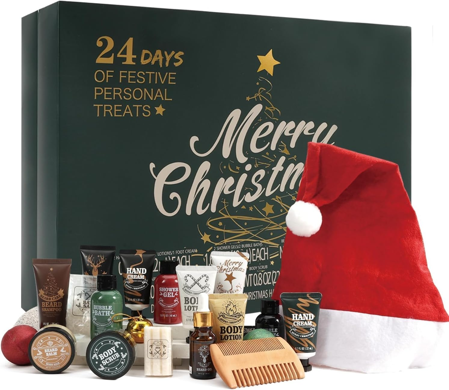 Advent Calendar 2025 BODY & EARTH 24Pcs Beauty Advent Calendar Limited Edition, Gift Set with 24 Bath Set Care Set for Men - Includes Various Shower Foams, Beard Oil, Body Scrubs,