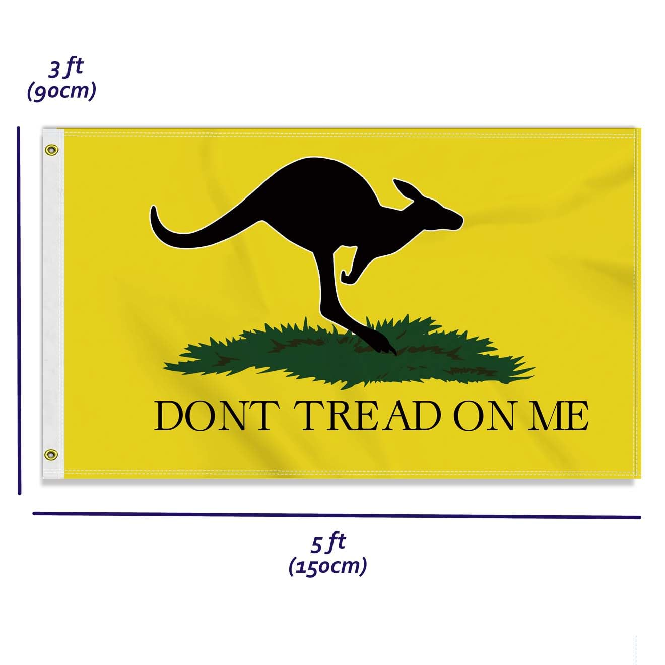 Large 3&times;5 FT Dont Tread Kangaroo Flag, Big on Me Yellow Snake100D National Outdoor Banner,Decorgarden with Brass Gromment image number 1