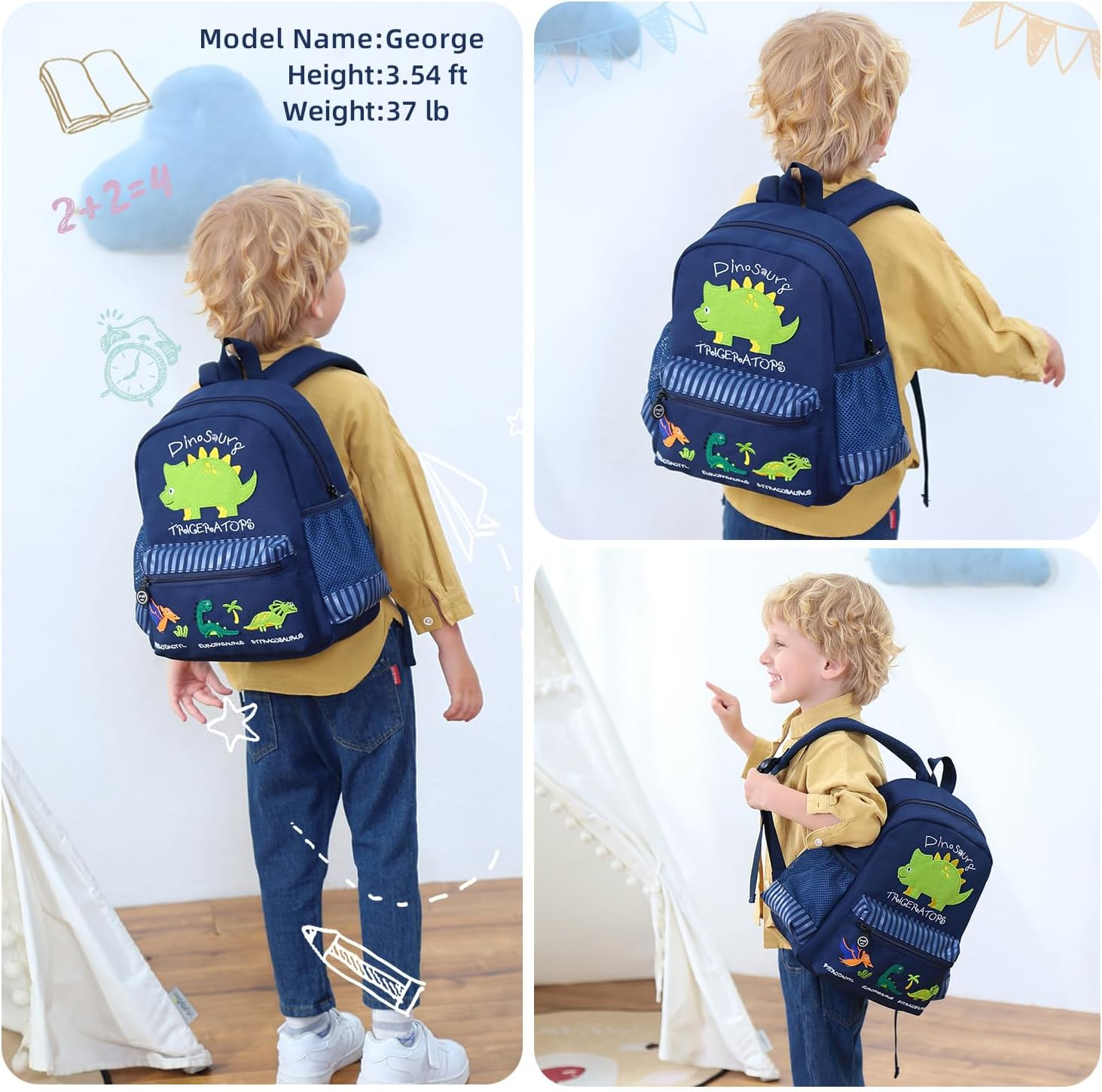 Willikiva Cute Zoo 3D Kids Backpack for Boys and Girls Toddler Backpack Bags