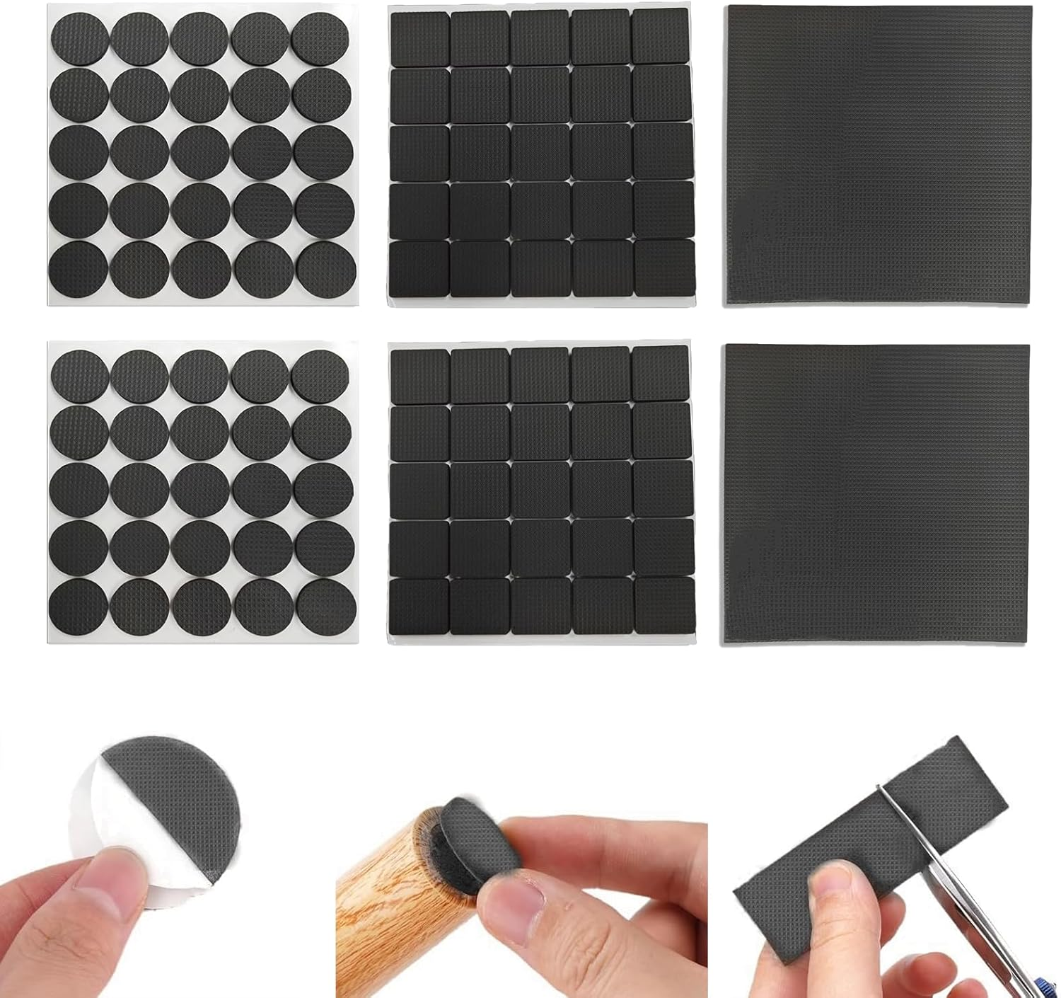 FLAFARY Non-Slip Furniture Pads Floor Protectors, Rubber Stickers Self-Adhesive Furniture Felt Pads for Chair, Table, Couch, Bed(102 PCS) image number 3
