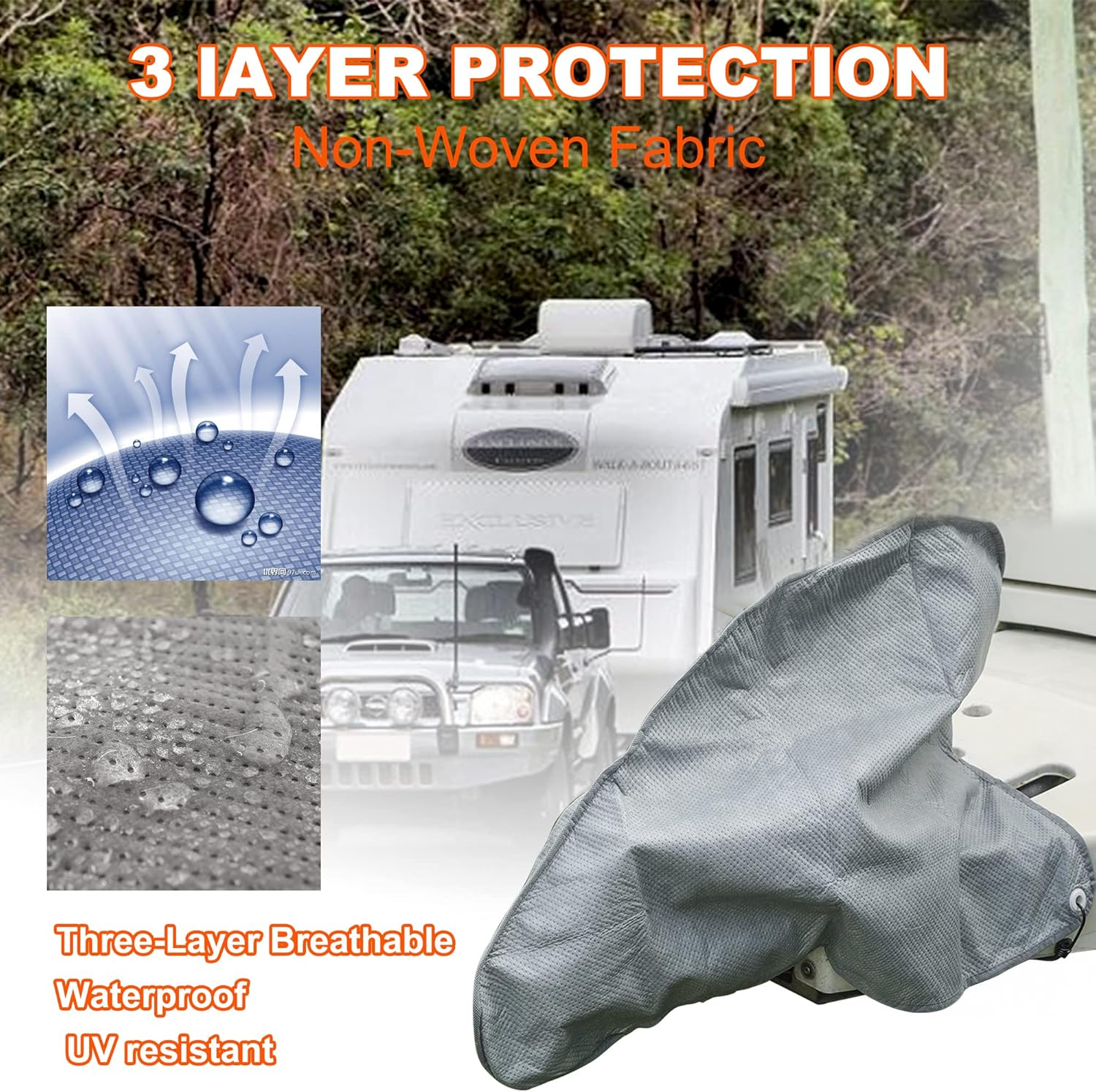 Caravan Hitch Cover Waterproof Breathable Tow Hitch Cover, Tongue Jack Protective Cover Trailer Hitch Lock Covers Fit for RV Caravan Trailer - Gray image number 4