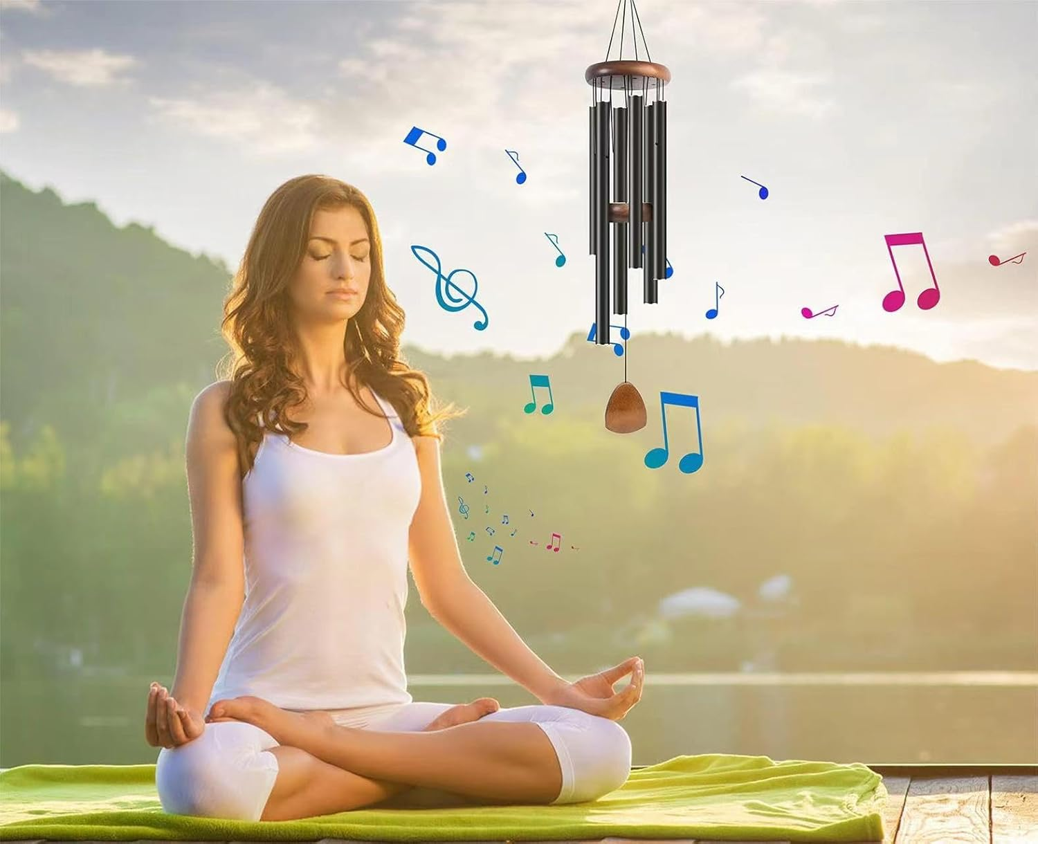 Large Aluminium Wind Chimes Outside,68 Cm Aluminum,Memorial Wind Chimes for Mother/Grandma,Suitable Outdoor Garden Patio Decor (Black)