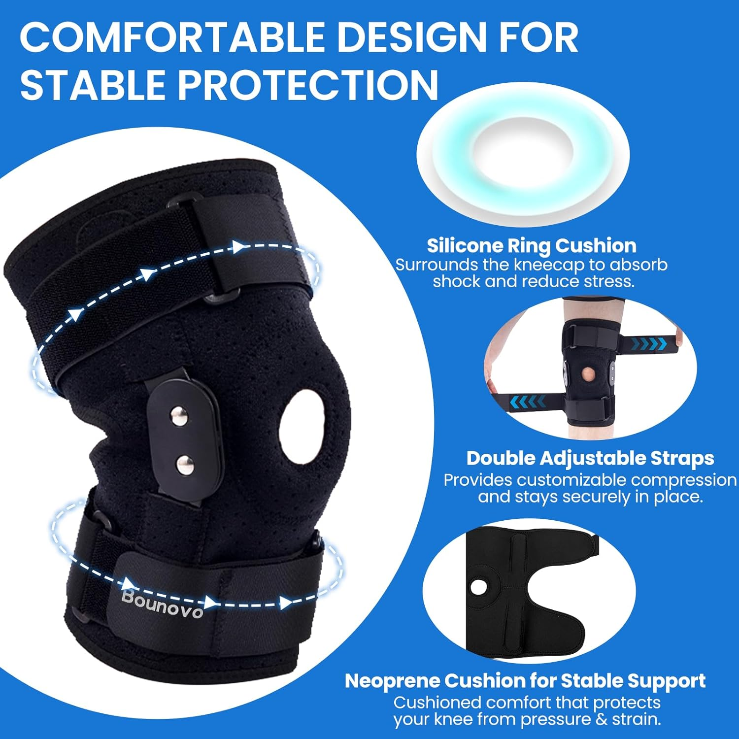 Hinged Knee Brace for Women & Men with Removable Dual Hinges & Patella Gel Pad &ndash; Adjustable Compression Knee Support Brace for Meniscus, ACL & MCL Injuries, Improves Stability & Mobility image number 5