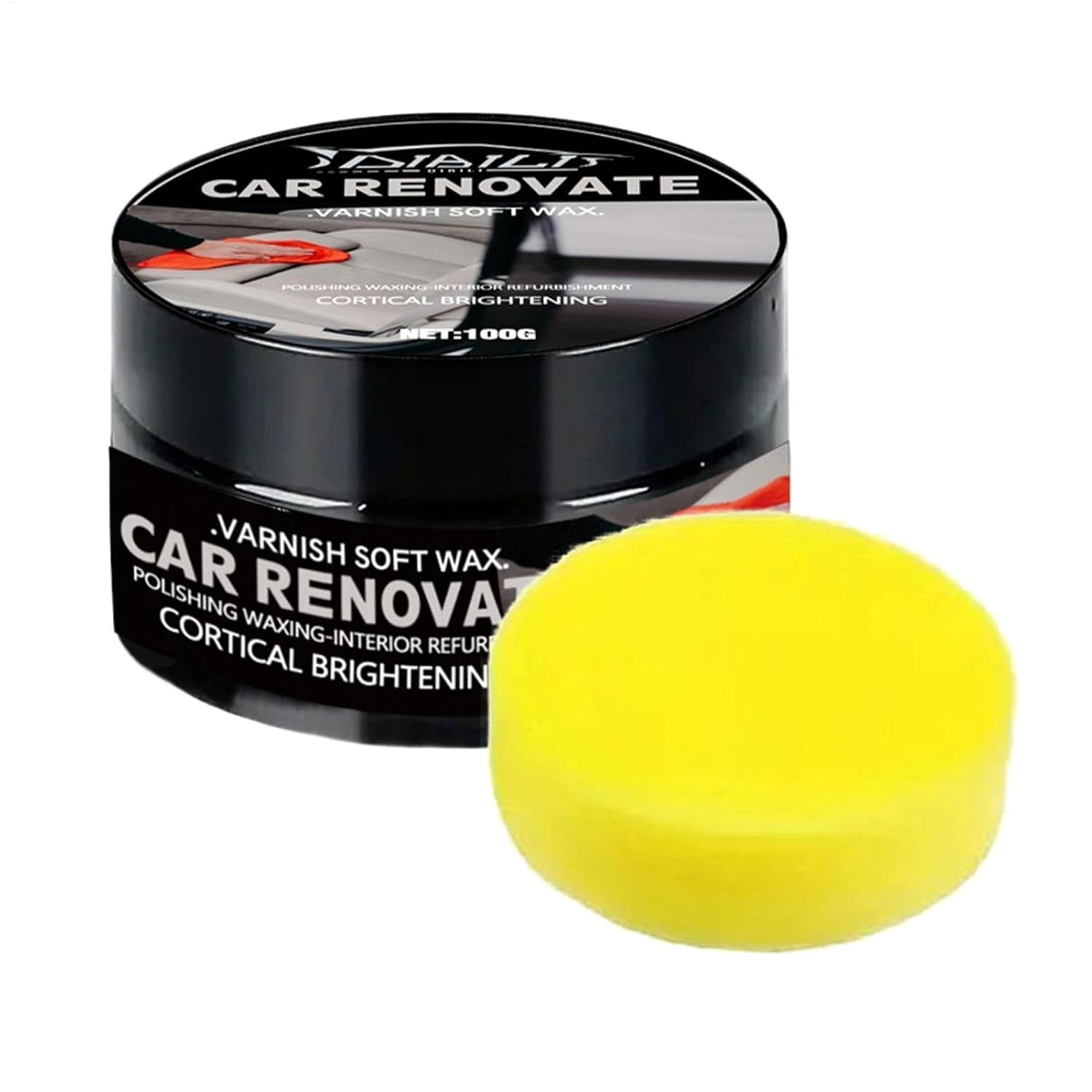 Qkbuza Car Interior Polish Kit | Multipurpose Dashboard Polish Wax - Mild Coating Product, Portable Polishing Wax with Sponge for Car Seat image number 1