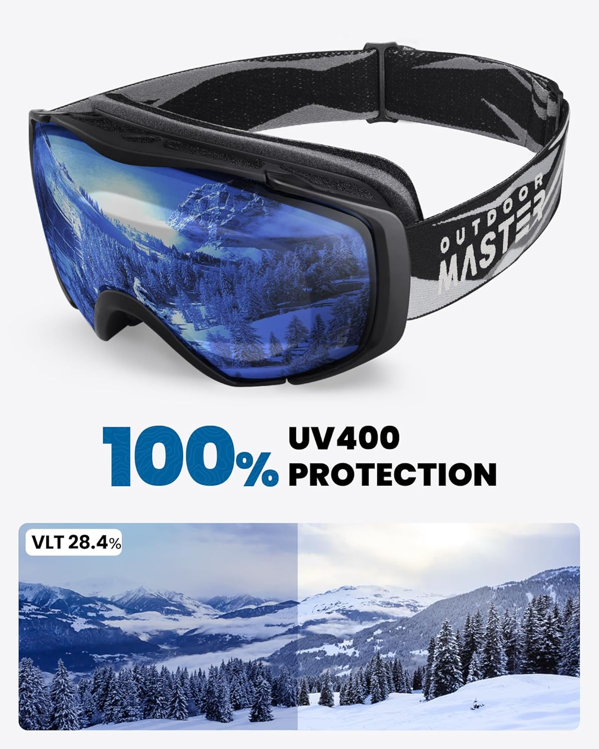 Outdoormaster Ski Goggles with Cover Snowboard Snow Goggles OTG Anti-Fog -100% UV Protection image number 6