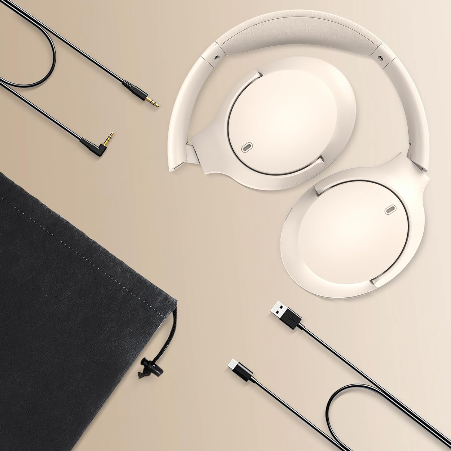 Active Noise Cancelling Headphones, Bluetooth 5.3 Version, Wireless Headsets, 55H Playtime, ANC Mode over 28Db Noise Reduce, CVC 8.0 Mic, Hi-Fi Audio Sound, USB-C Charge, Protein Skin over Ear Cups. image number 6