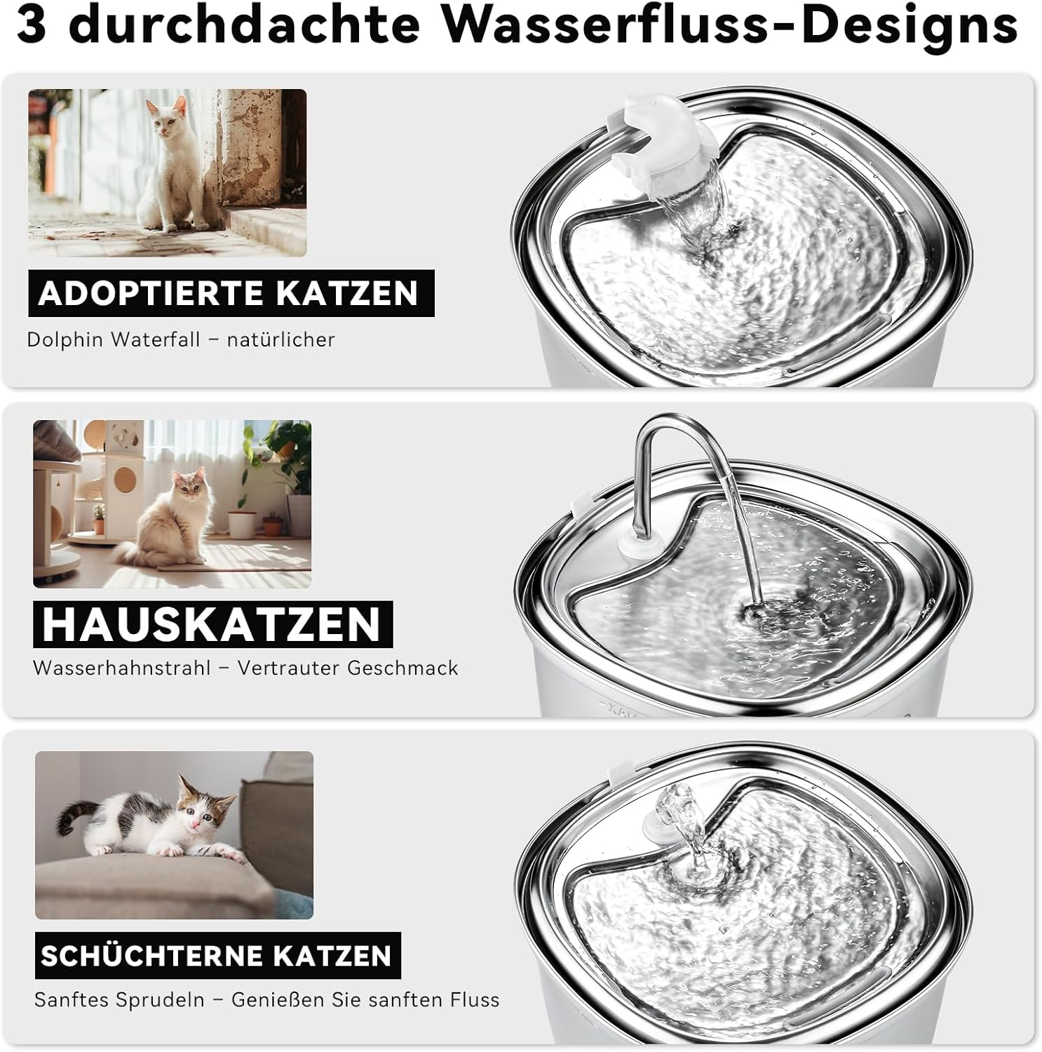 Zeepet Cat Drinking Fountain Stainless Steel Pet Drinking Fountain for Cats Indoor Automatic Cat Fountain for Drinking image number 1