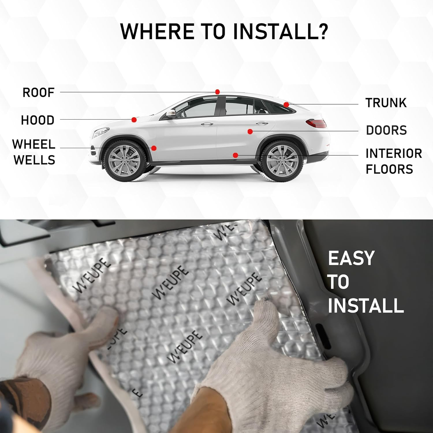 Sound Deadening Mat for Cars, 80 Mil 5 Sqft, Butyl Automotive Sound Deadener, Noise Insulation Dampening Material for Car Trunk, Speaker, Door, Floor and Ceiling, Silver image number 2