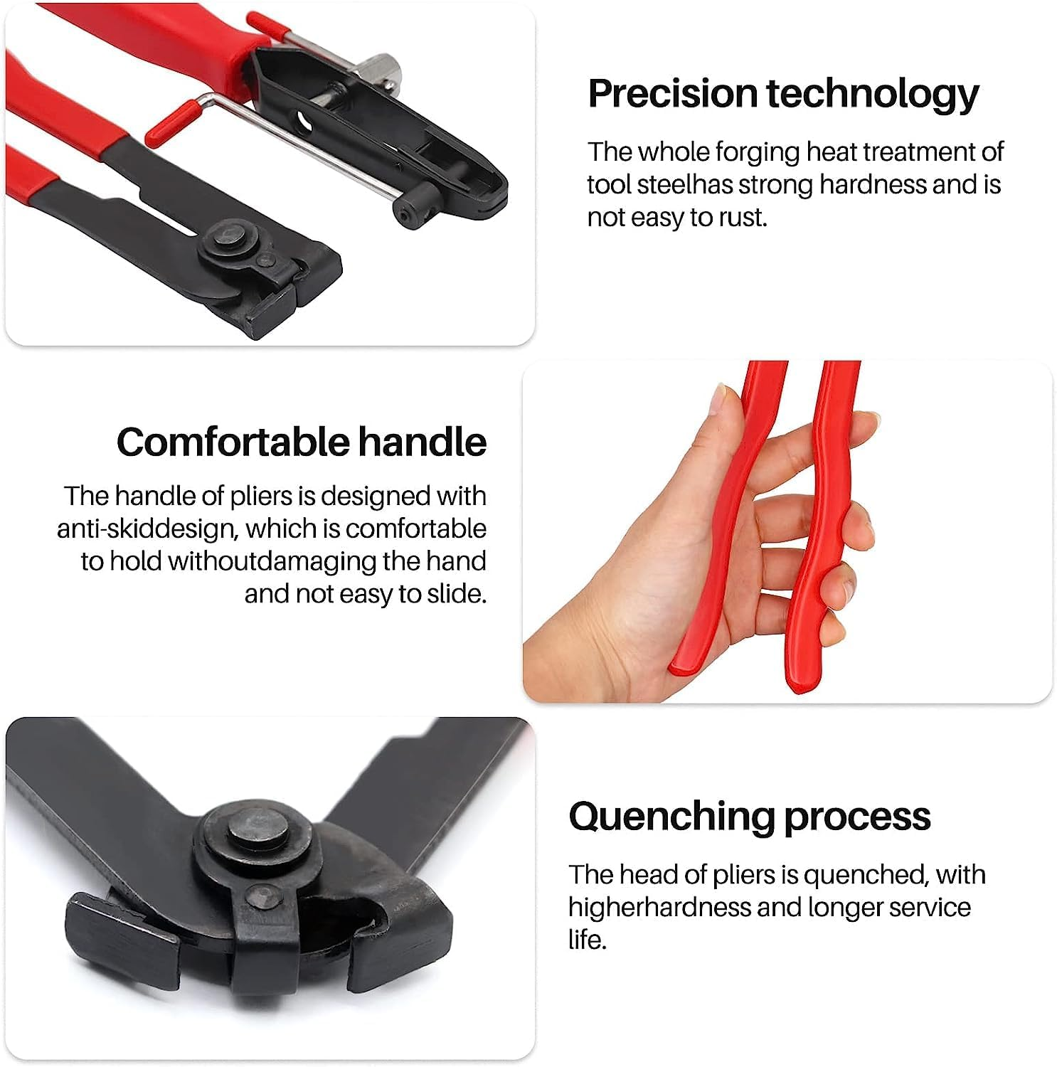 2PCS CV Joint Boot Clamp Pliers with 10PCS CV Boot Clamps Kit, Ear Boot Tie Plier, Car Band Tool Kit, Automotive Hose Axle Plier CV Clamp Tool CV Joint Banding Tools for Most Cars image number 4