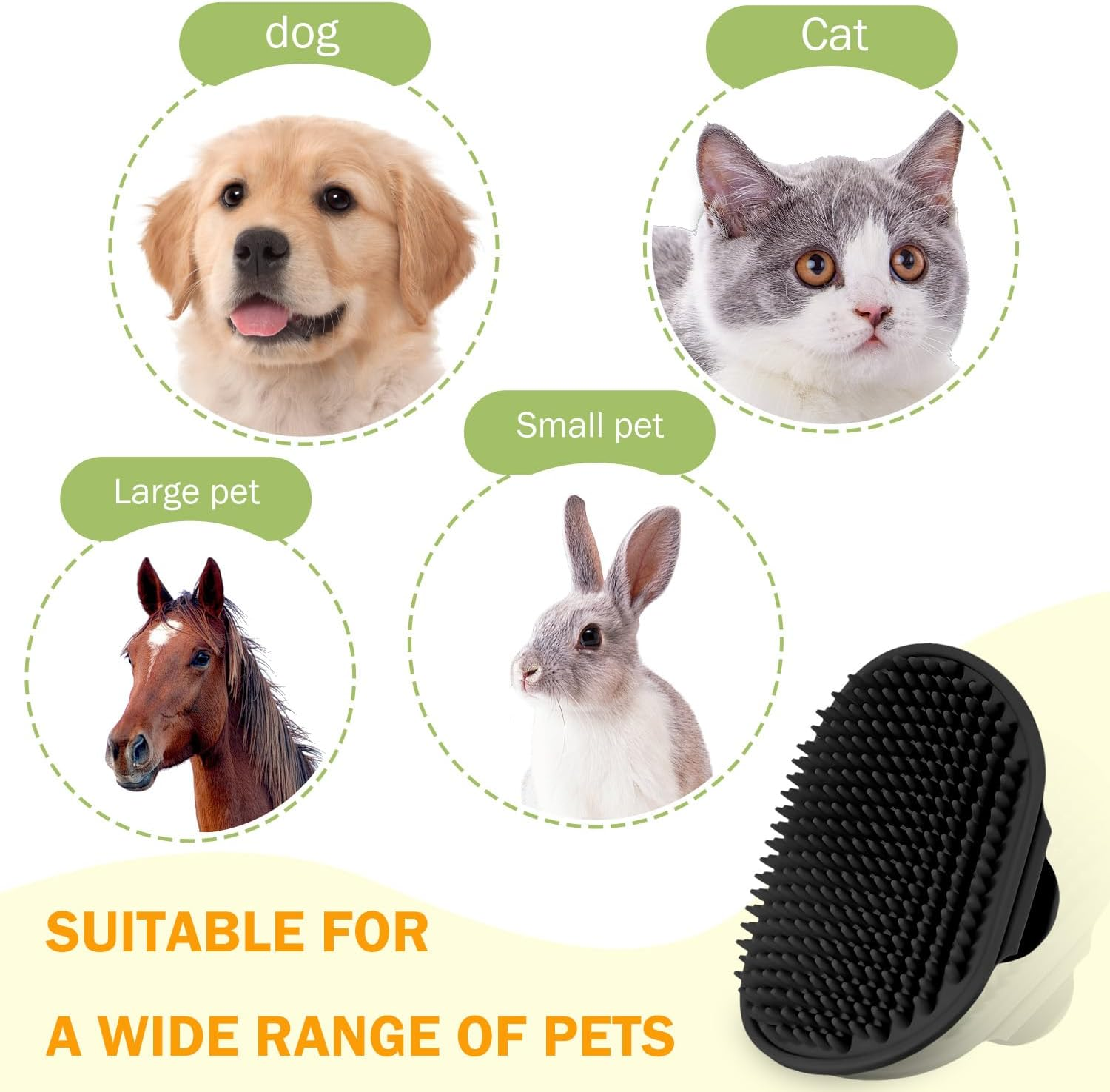 TORMEN 2 Pcs Dog Bath Massage Brush, Dog Grooming Brush,Rubber Grooming Brush with Adjustable Handle for Dogs and Cats, Soft, Gentle & Skin-Safe for Long & Short Hair (Black) image number 4