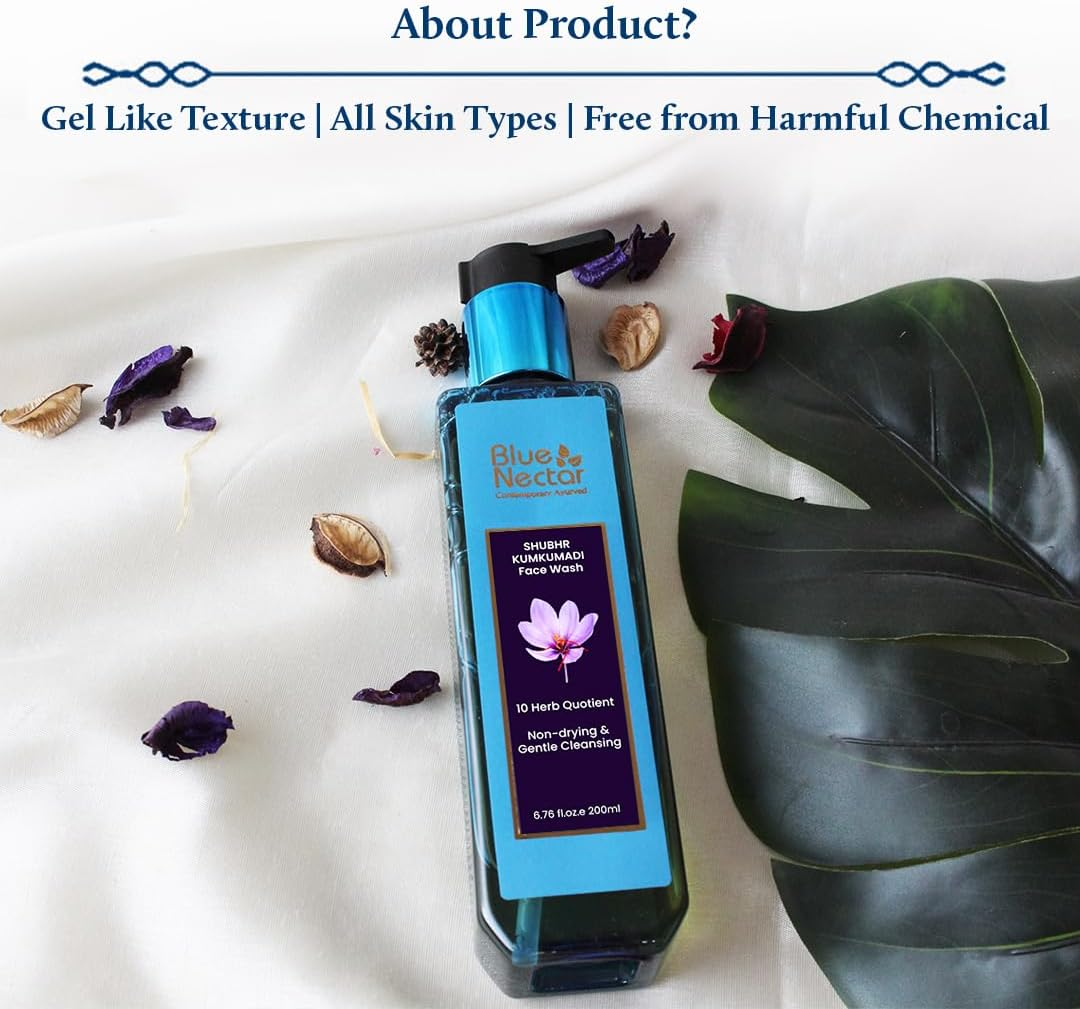 Blue Nectar Kumkumadi Brightening Face Wash with Saffron for Women & Men | Sulphate Free anti Pimple Face Cleanser (100 Ml) image number 5