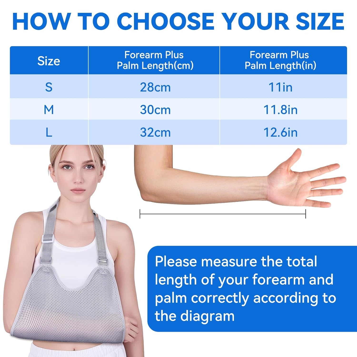 Mesh Arm Sling, Shoulder Immobilizer with Adjustable Shoulder Straps for Torn Rotator Cuff and Arm Injuries, Suitable for Both Right & Left Arm(Grey,L) image number 4
