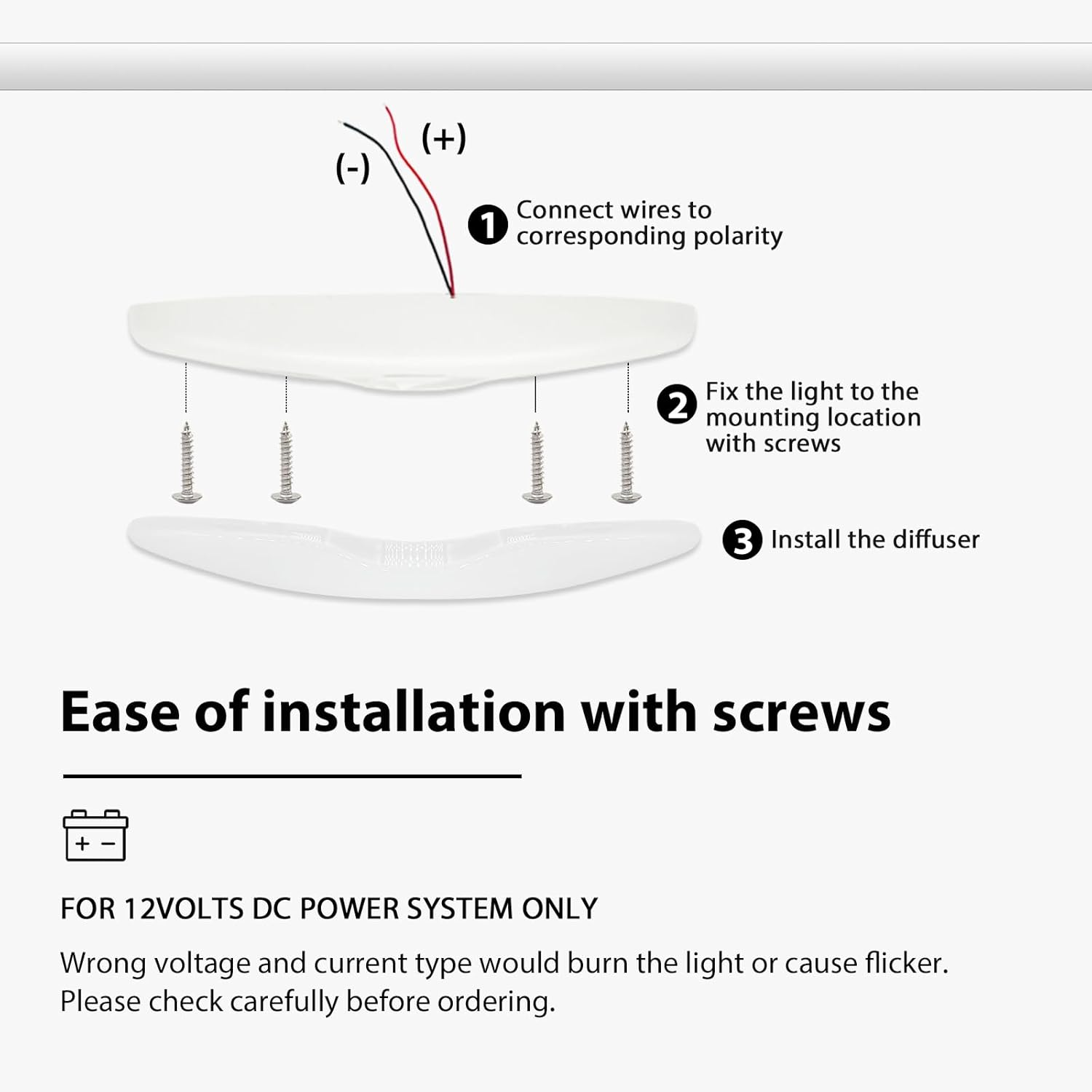 Dream Lighting 12V LED Caravan Light Switch Utility Porch Ceiling Dome Lamp Warm White, Replacing Incandescent of Automotive, Motor-Home, Caravan, Boat - Single Pacake Coolwhite image number 6