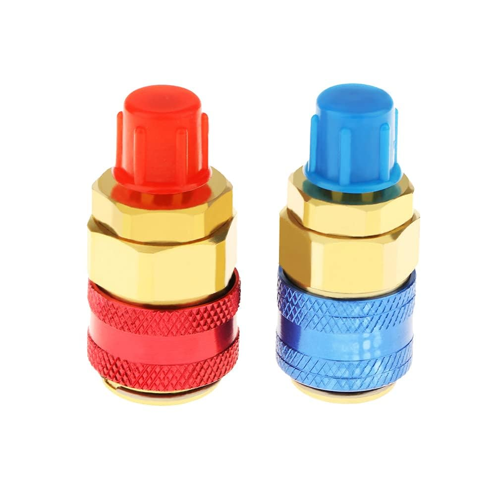 2PCS Car AC R134A Quick Connectors System Port Adapters Couplers Low High Set Conversion Kit for HVAC Auto Air Conditioning with Manifold Hose Gauge (1/4"-T Shape) image number 5