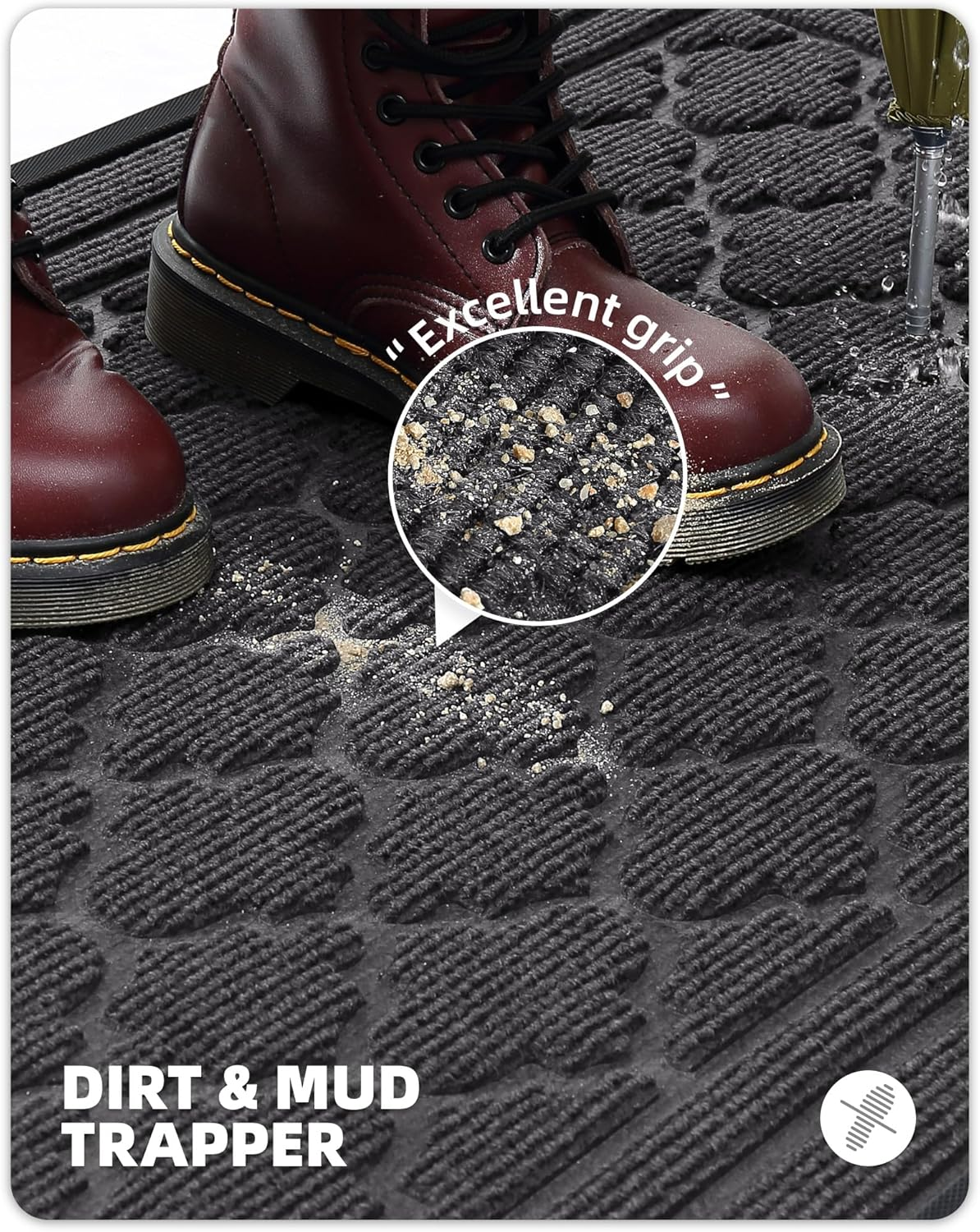 Color&Geometry Front Door Rug for Entryway to Catch Dirty, outside Door Mats for Entry Heavy Duty Non Slip, Front Door Mat for Welcome, Indoor Outdoor Rugs for Large Single/Double Door, Grey 24"X47" image number 2