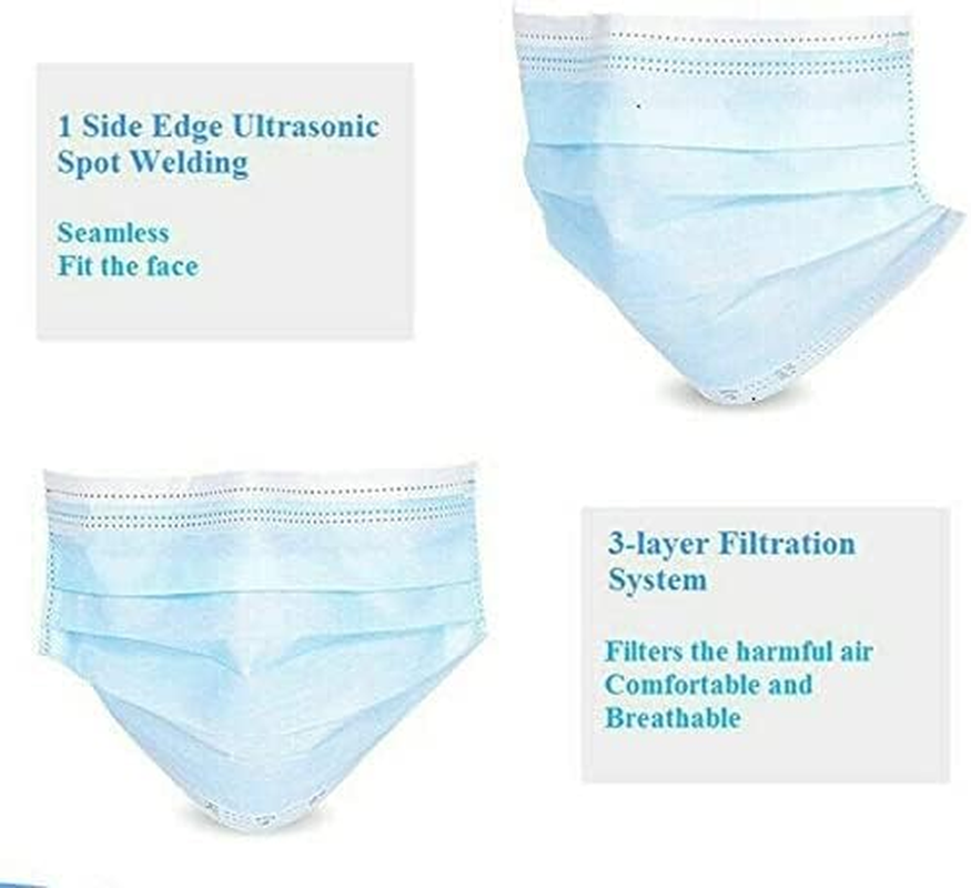 50 PCS KIDS Face Mask 3 Ply Breathable Ear Loops Disposable Masks Blue, Suitable for Aged 4-12 Years image number 1