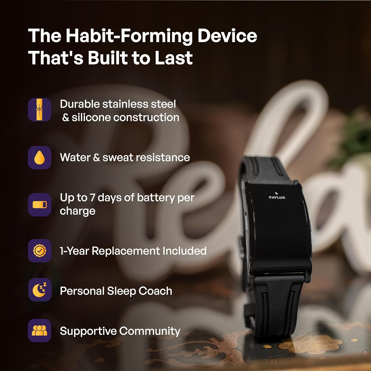 Pavlok 3 : a Mindfulness Coach on Your Wrist + Wearable Vibrating and Silent Alarm for Heavy Sleepers + Habit Trainer (Water Resistant Sports Edition) image number 3