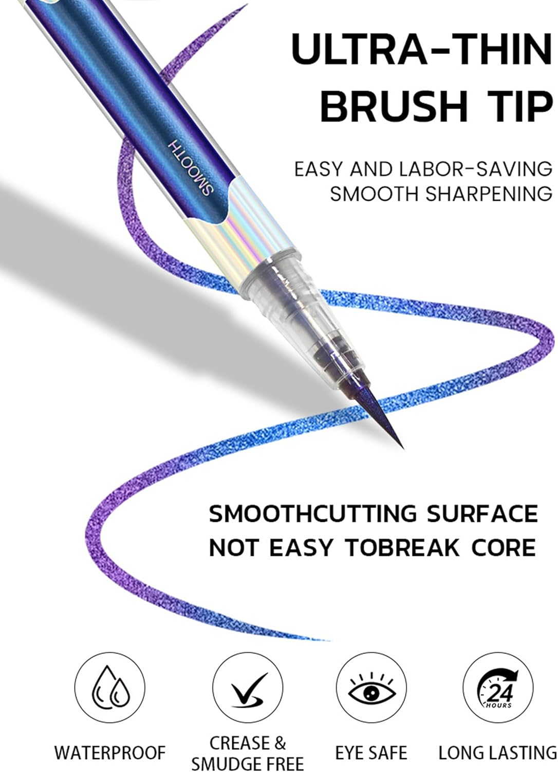 Erinde Chameleon Liquid Eyeliner Pen, Liquid Glitter Eye Makeup, Highly Pigmented, Metallic Intense Multicolor Shifting Waterproof Eyeliner, Ultra-Fine Tip, Longwearing, Smudge-Proof #02 - 01Blue image number 3