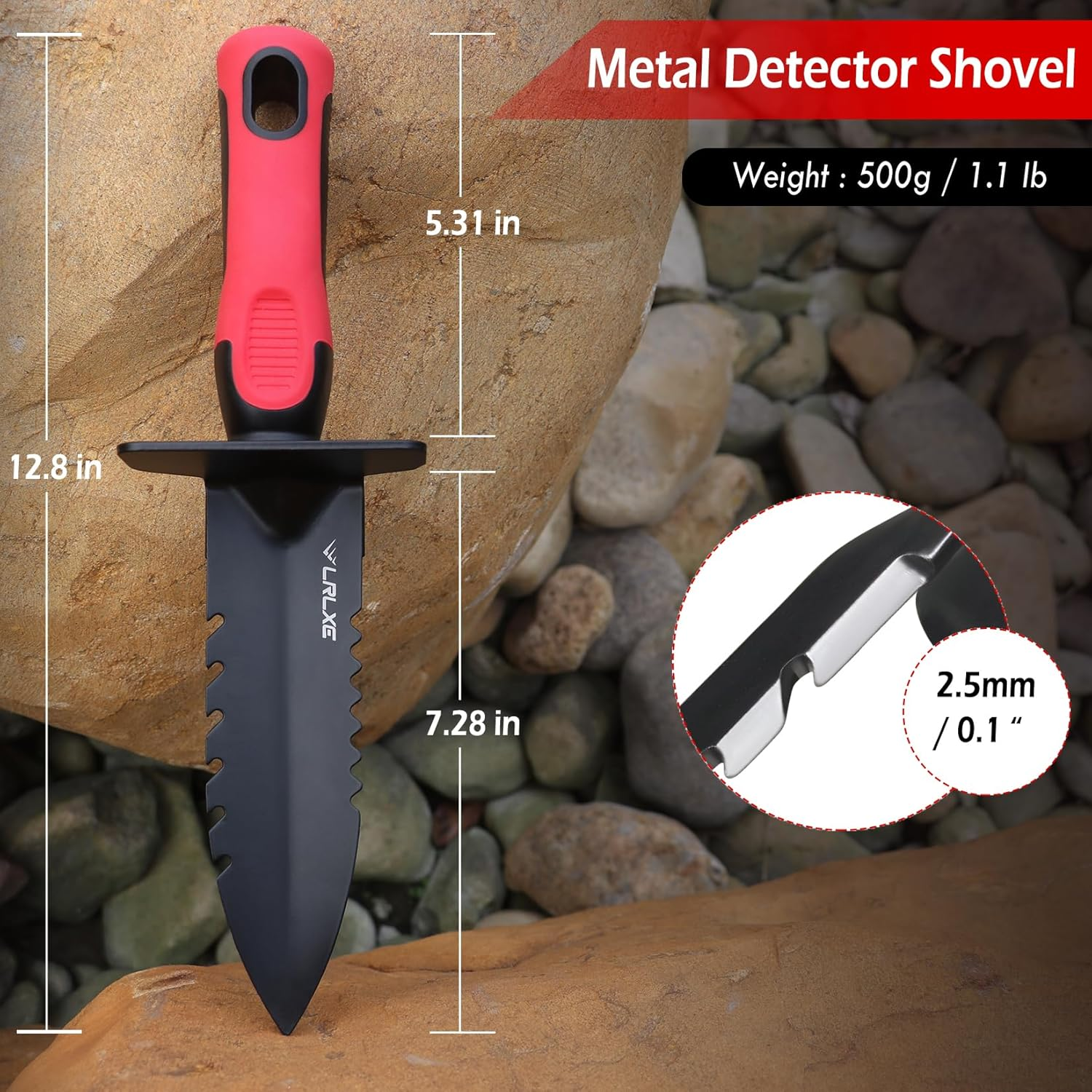 Heavy Duty Double Serrated Edge Digger, Metal Detecting Tool with Sheath, Belt Mounted, Gardening Accessories image number 4