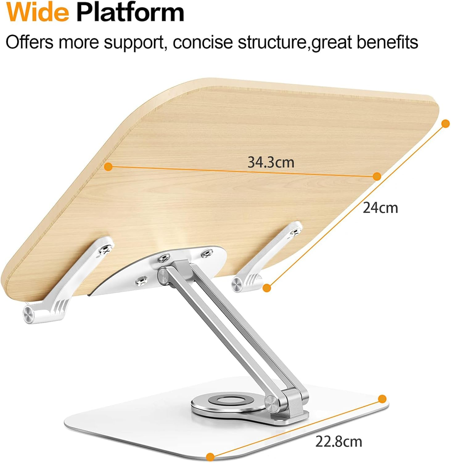 Book Stand for Reading, 360&deg;Rotating Adjustable Book Holder with Upgrade Page Clip, Ergonomic Multi Heights Angles Foldable Desktop Book Stand for Cookbook, Music Sheet, Laptop image number 2