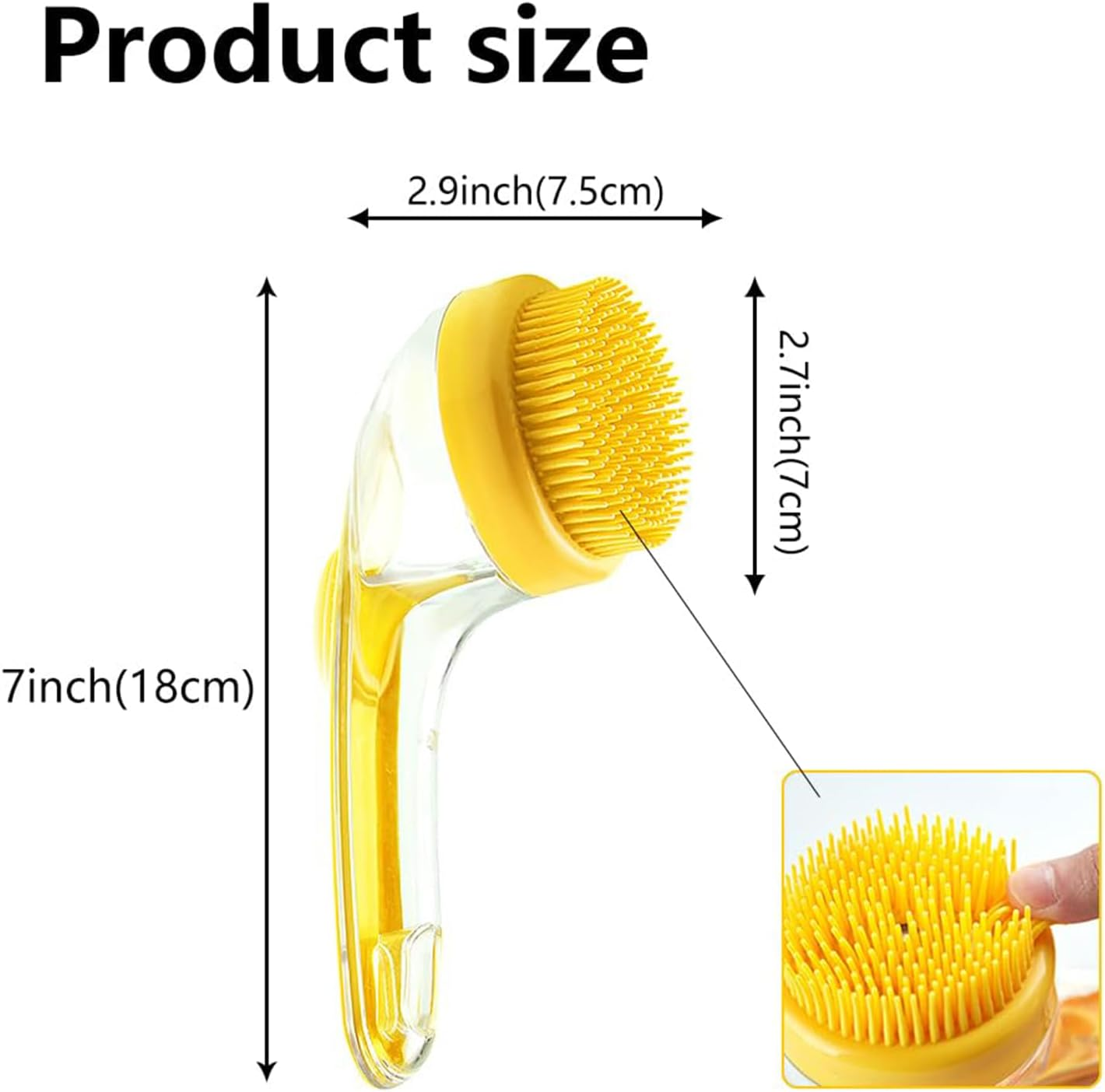 Yeanifeana Pet Bath Brush with Soap Dispenser, 2-In-1 Silicone Dog Cat Bathing Tool, Long Handle Soft Massage Grooming Brush for Dogs Cats Bath Tim (Green) image number 5