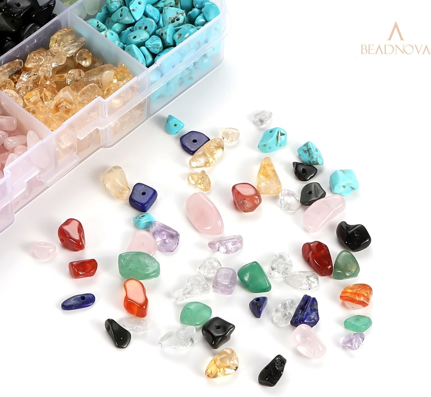 BEADNOVA 5Mm-7Mm Chips Gemstone Crystal Pieces Irregular Shaped Loose Beads for Jewelry Making Box Set Value Pack