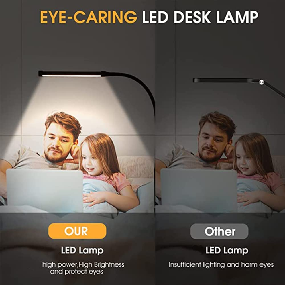 Desk Lamp, LED Desk Lamps for Home Office with Clamp 3 Color Modes & 10 Brightness Levels Flexible Gooseneck LED Book Lights, Easy Clip on Reading Light for Headboard image number 6