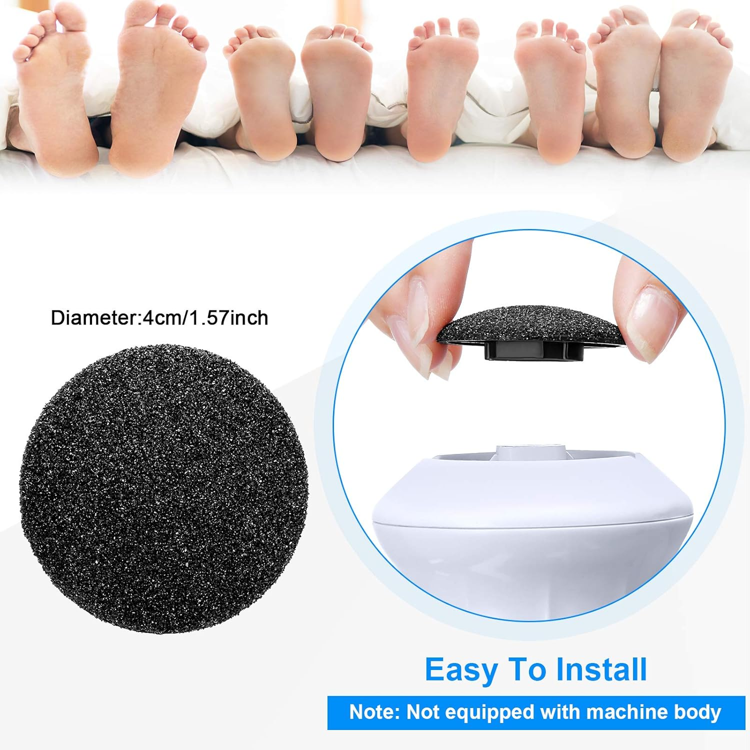(Black, Gray) - 20 Pieces Regular Coarse Replacement for Portable Electric Foot Grinder Foot File Callus Remover Electric Callus Remover Hard Skin Eliminator Grind Head for Cracked Heels Dead Skin image number 3