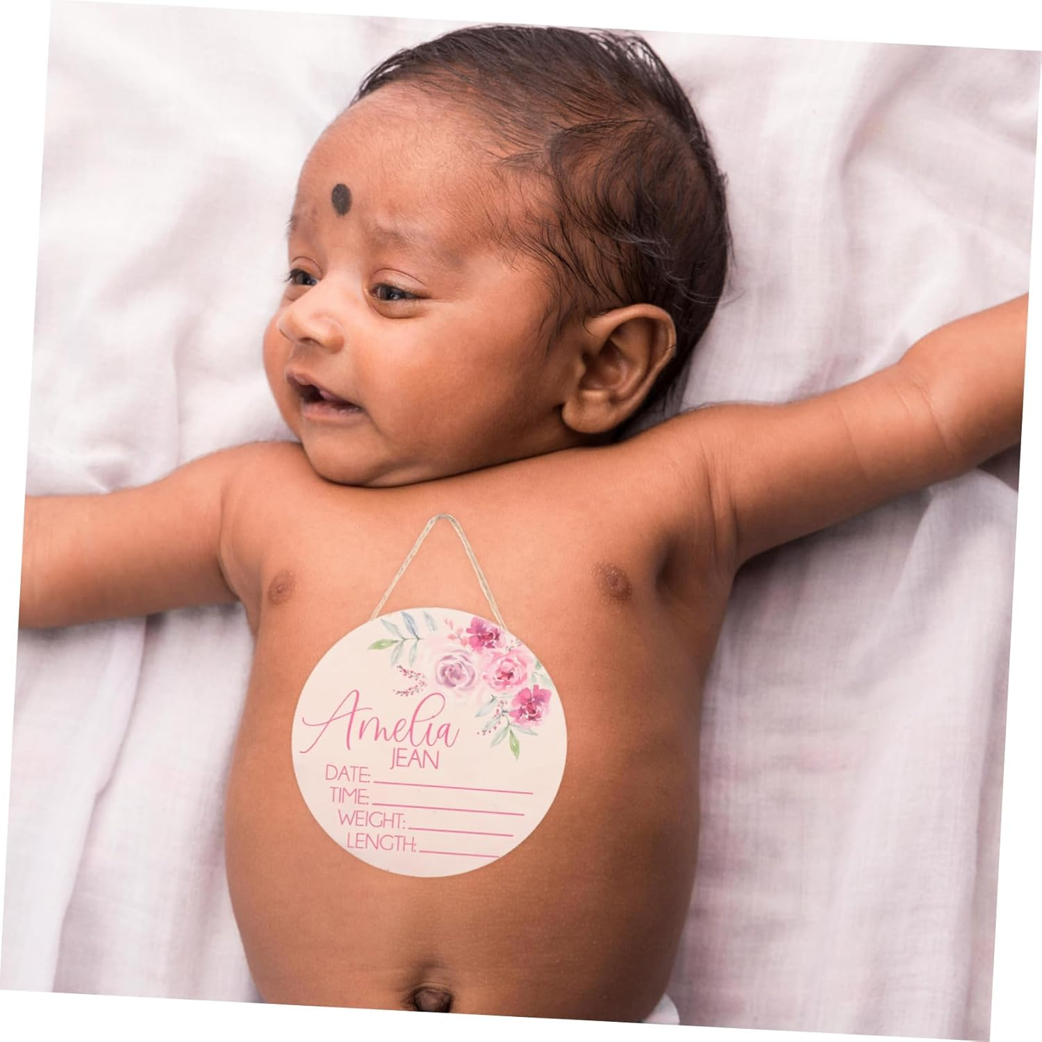 INOOMP Baby Name Announcement Sign Wooden Birth Announcement Sign for Newborn Nursery Decor for Hospital and Home image number 4