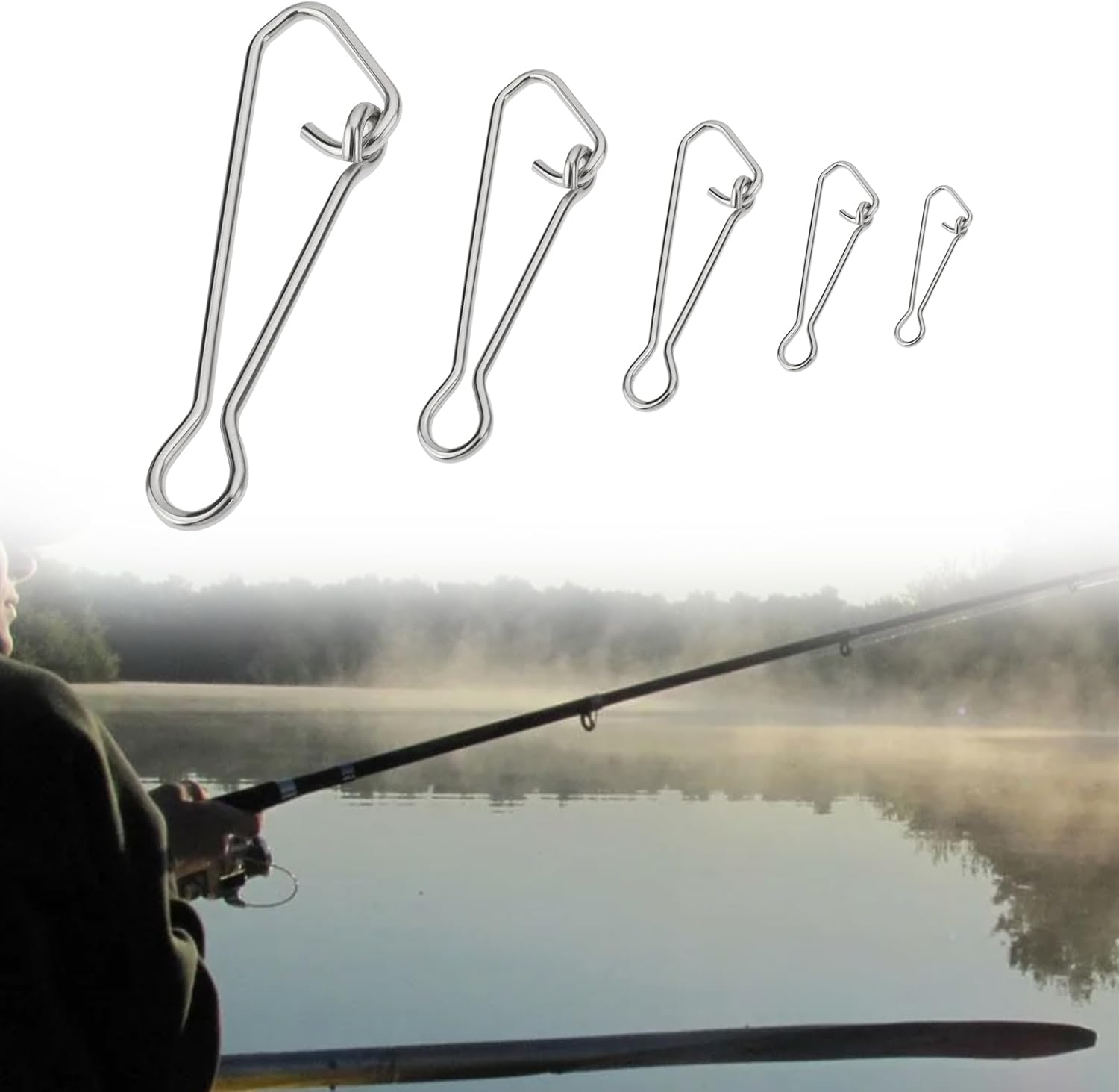 LT Easiyl 100Pcs Stainless Steel Fishing Snap Clips High Strength Quick Change Line Connectors for Saltwater and Freshwater, 5 Sizes 0# 1# 3# 5# 7#