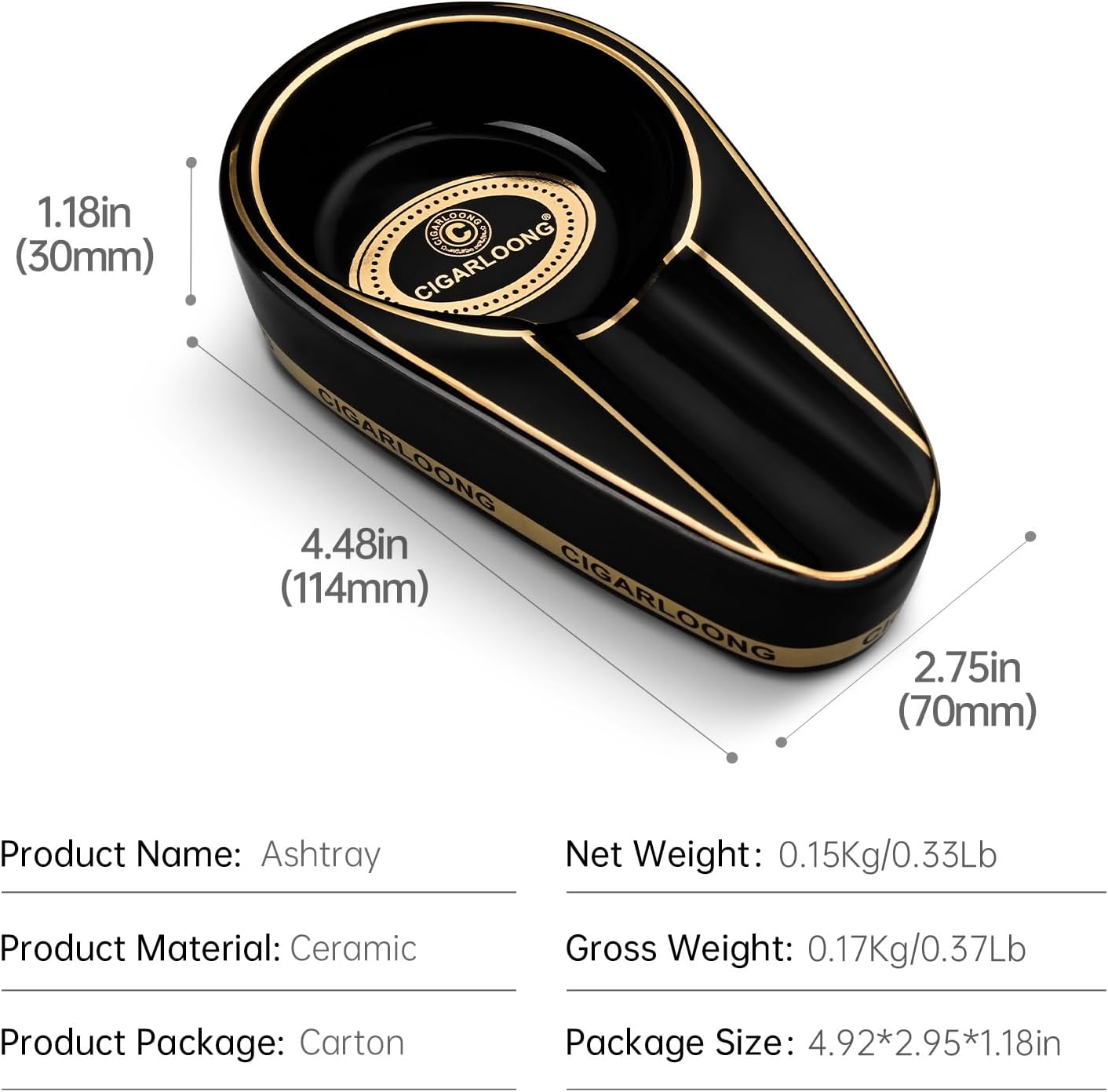 Cigar Ashtray Ceramics Single Slot Portable Travel Pocket Ashtray for Men,Dark Blue - Dark Blue image number 1