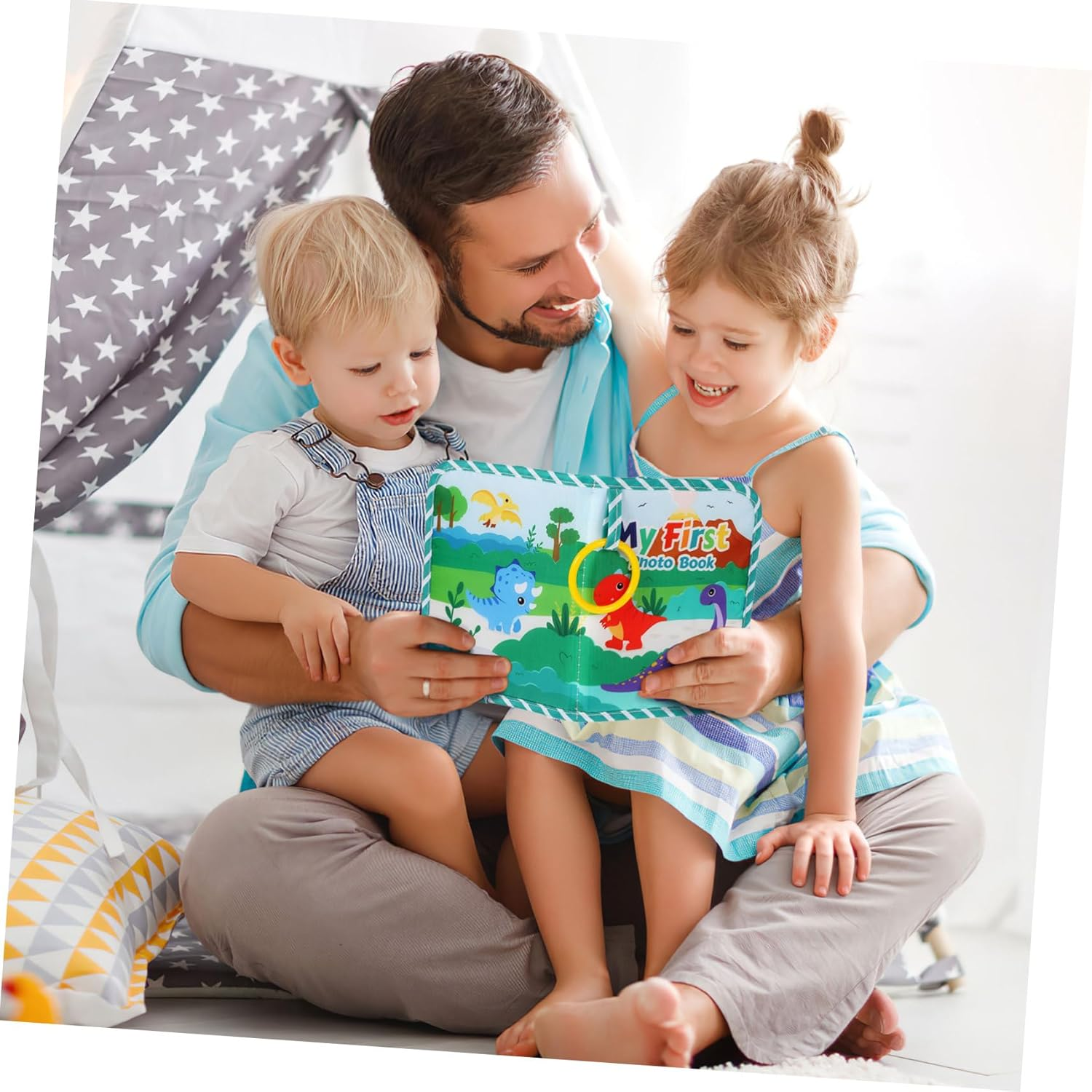 Dinosaur Baby Photo Album Soft Cloth Keepsake Book Toddler Memory Picture Album for Newborn Anniversary Baby Girl or Boy Photo Book Family image number 1