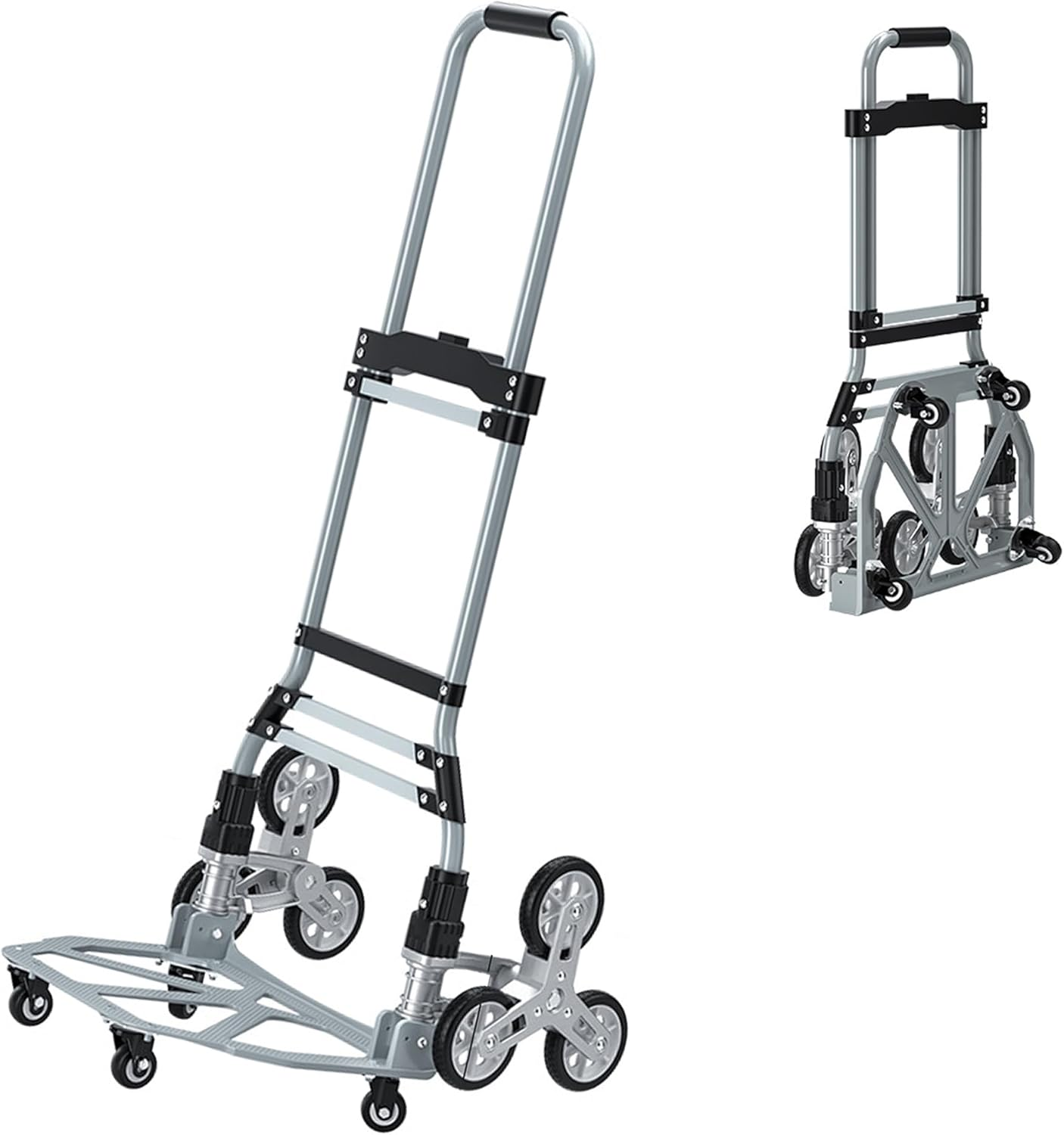 SALESBAY Stair Climbing Trolley Cart 10 Wheels Folding Hand Truck Aluminum 70KG image number 3