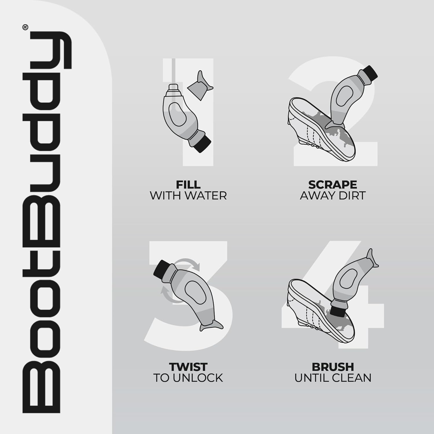 Boot Buddy the - Shoe & Boot Cleaner Brush: Scrub Clean Walking & Hiking Boots, Golf Shoes, Football Boots, Wellies & General Outdoor Footwear & Equipment, in Minutes.