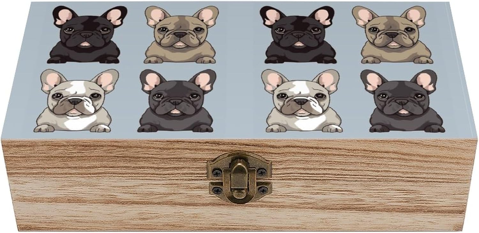 French Bulldog Wooden Box Wood Wedding Keepsake Boxes with Lids Small Decorative Boxes Lightweight Wooden Memory Storage Box for Crafts Keepsakes Jewelry Photo Letter Storage image number 3