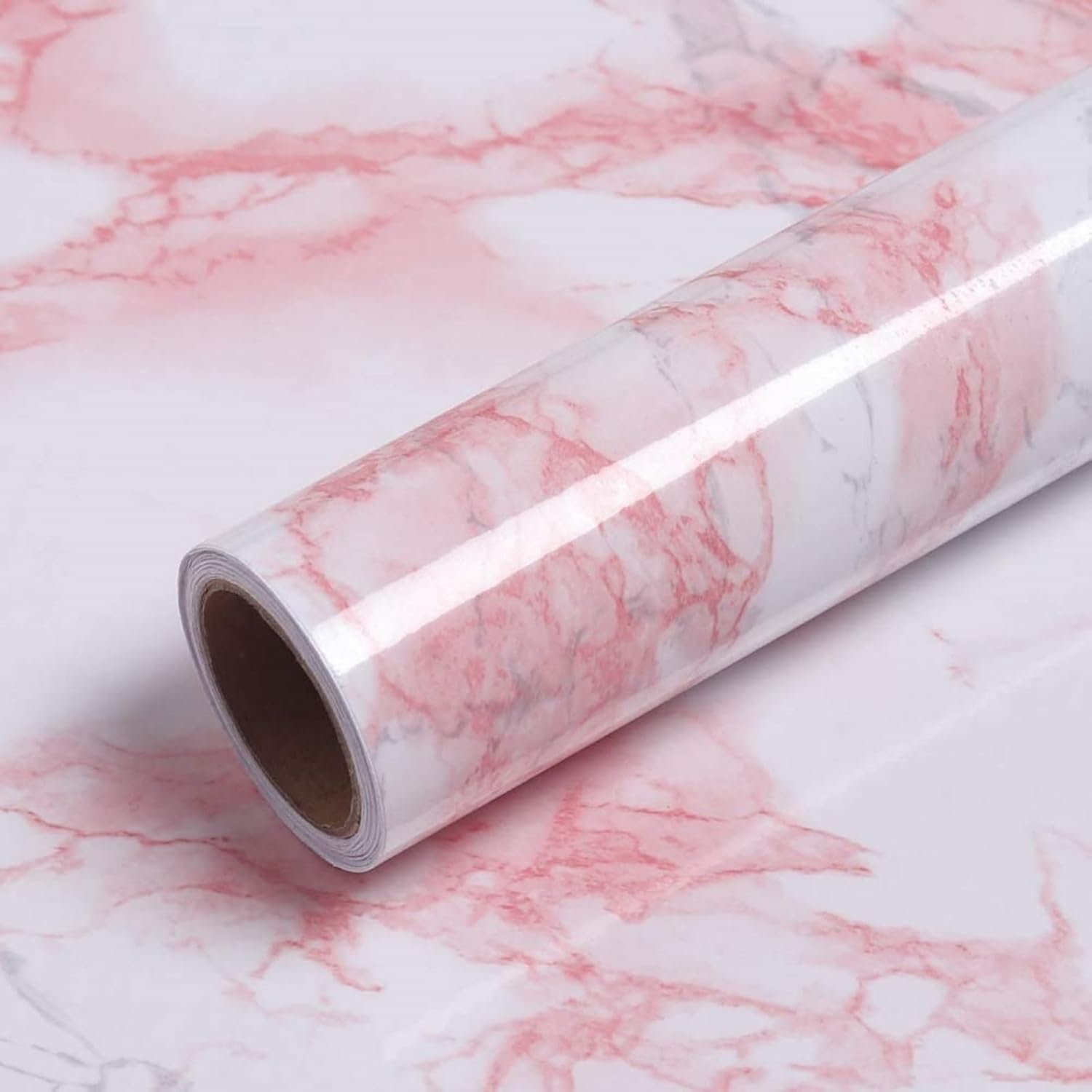 Pink Marble Self-Adhesive Wallpaper Roll - 45Cm&times;200Cm - Kitchen, Furniture, and Wall Stickers - Removable Granite Contact Paper - Ideal for Book Desk, Vanity, DIY - Waterproof image number 5
