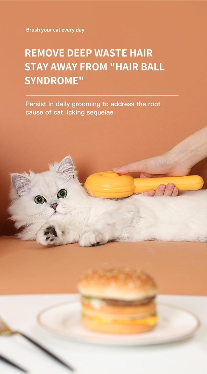 Cat Brush,Grooming Brush for Sheddingn,Long or Short Haired Cats,Cat Brush with Release Button, Comb for Kitten Rabbit Massage Removes Loose Fur(Avocado Green) image number 5